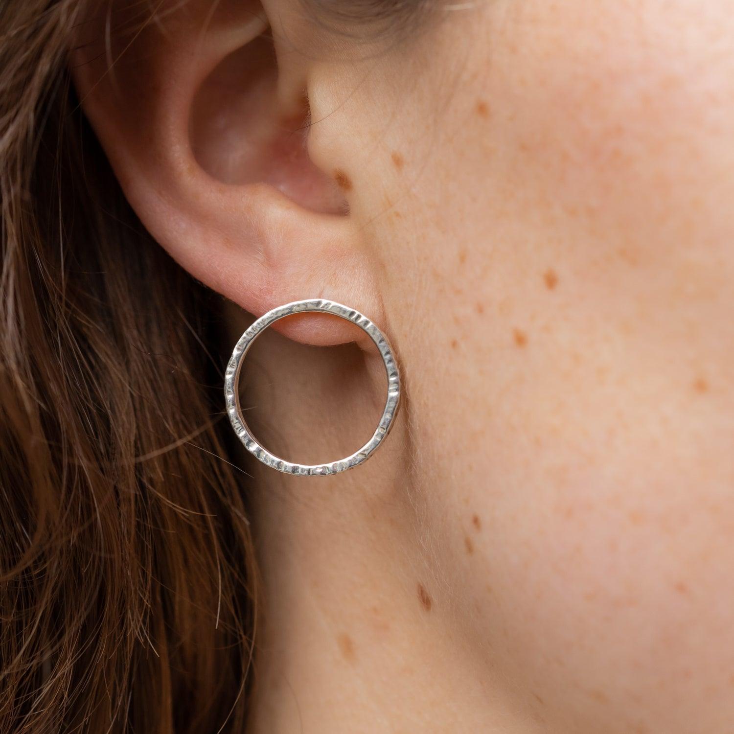 Circle Stud Earrings for Women - 14K Gold Plated Hypoallergenic Small Hoop Earrings - Perfect for Everyday Wear, Parties & Gifts