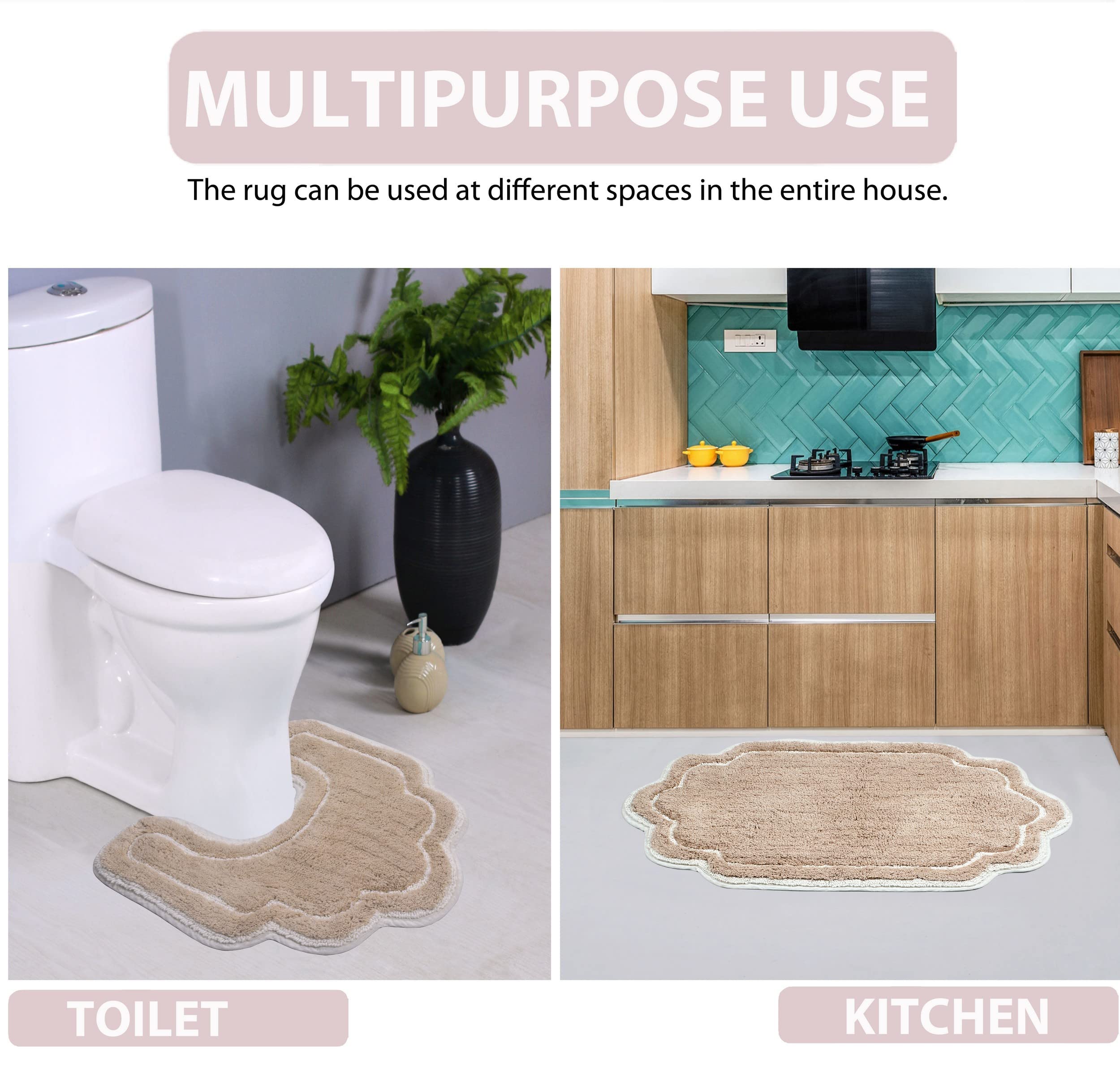 Home Weavers Allure Collection 100% Cotton Tufted Bathroom Rug - Soft, Absorbent & Non-Slip Bath Mat for Bathroom Floor - Machine Washable Runner (21