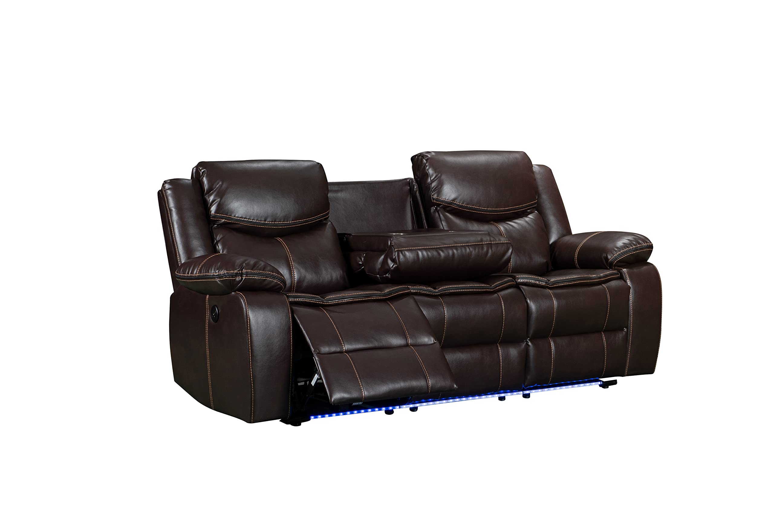 Premium Leather Recliner Sofa with USB Port, Built-in Speakers & LED Lights - Modern Living Room Furniture with Storage | Perfect for Home Theater, Gaming & Relaxation