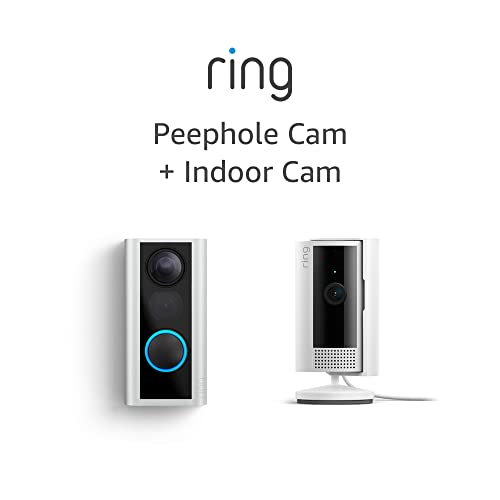 Ring Peephole Camera with Indoor Cam - 1080p HD Video, Motion Detection, Night Vision, 2-Way Audio - Ideal for Home Security & Apartment Door Monitoring (White)