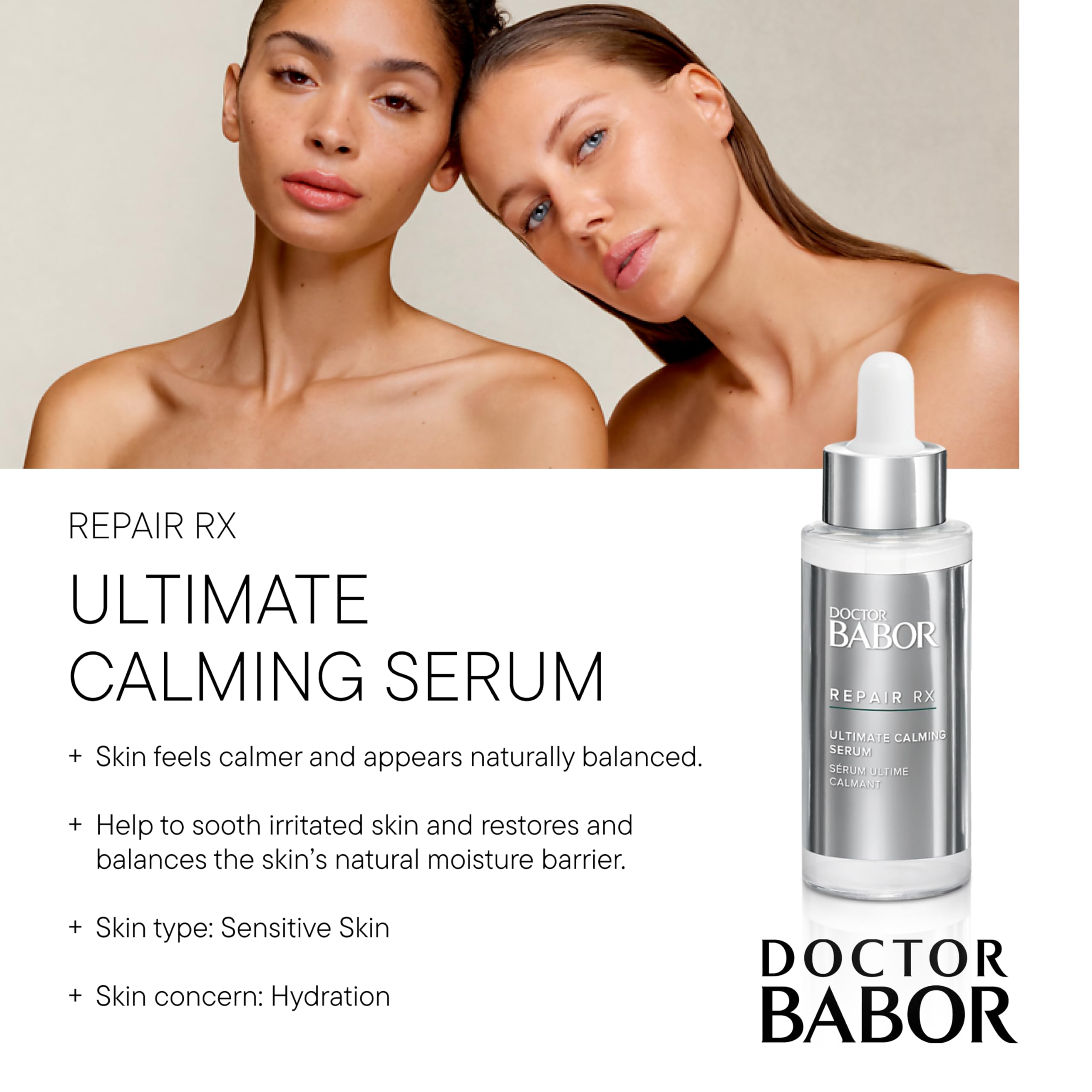 DOCTOR BABOR REPAIR RX Ultimate Calming Serum with Vitamin B & Almond Oil - Soothes Sensitive Skin, Reduces Redness & Repairs Scars | Fragrance-Free, No Synthetic Colors | Perfect for Post-Treatment, Rosacea & Dry Skin Recovery