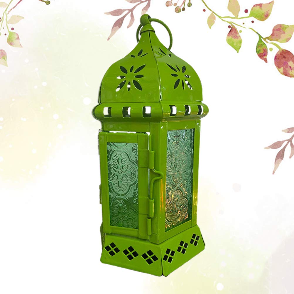 1PC Moroccan Wrought Iron Candlestick - Rustic Hanging Candle Lantern Holder for Tea Lights - European Style Iron Lantern for Home Decor, Wedding, Garden & Romantic Ambiance