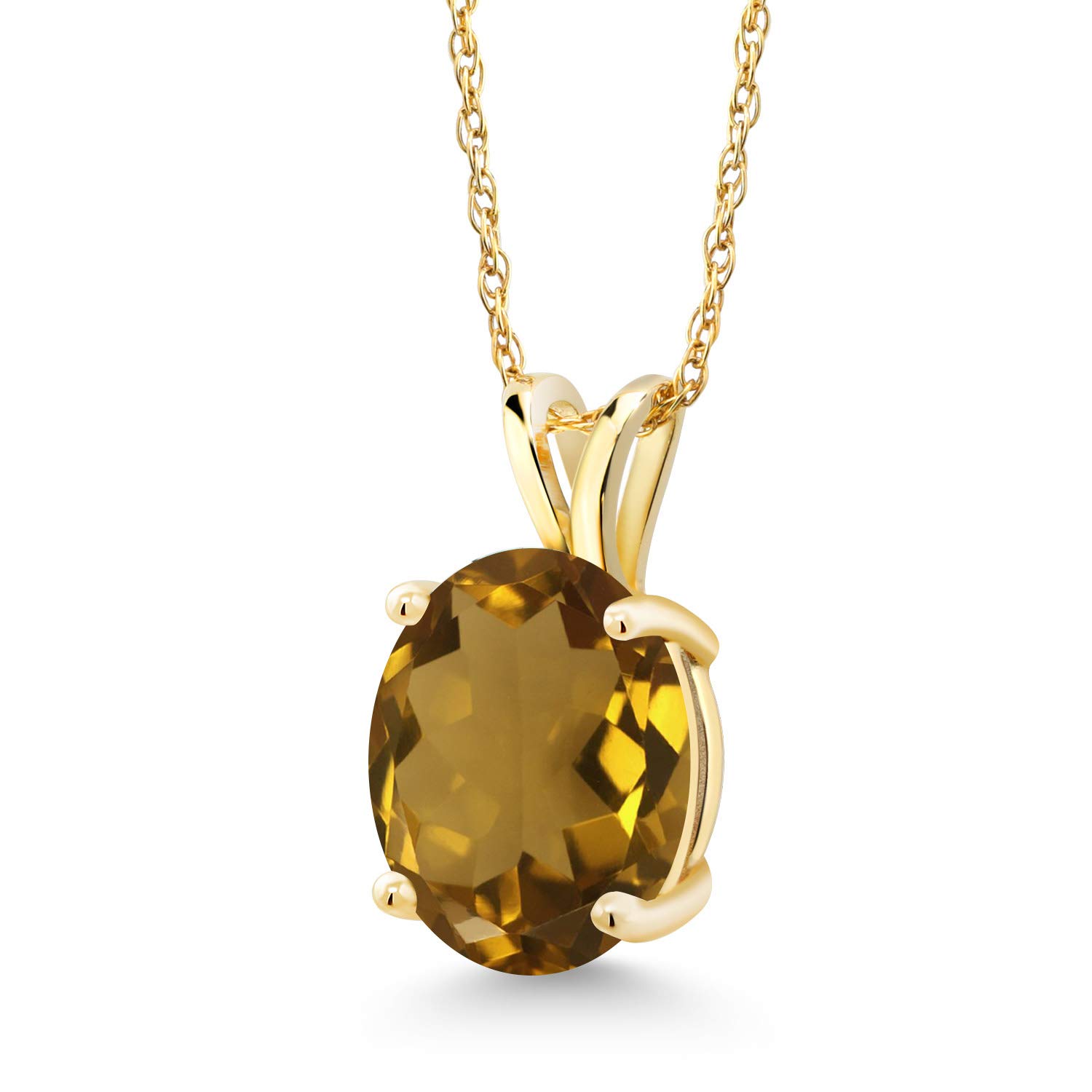 14K Yellow Gold 10X8MM Oval Birthstone Pendant Necklace for Women - 18 Inch Chain | Personalized Fine Jewelry Gift for Mom, Wife, Her | Perfect for Anniversaries, Birthdays & Special Occasions