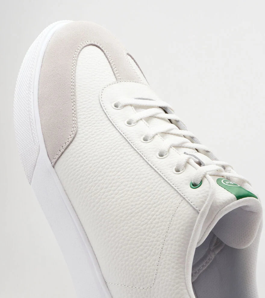 Peter Millar Men's Drift Leather Hybrid Golf Shoes - White/Fairway | Comfortable & Durable Spiked Golf Shoes for Men | Perfect for Golf Course & Casual Wear