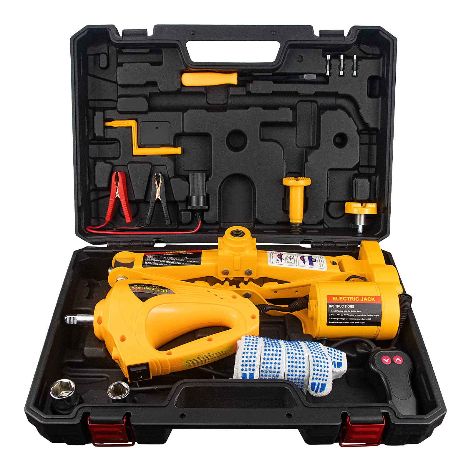 12V Electric Car Jack 3 Ton with Impact Wrench - Portable Scissor Lift for SUV, Sedan, Truck Tire Changing - Emergency Roadside Assistance & Garage Repair Tool Kit