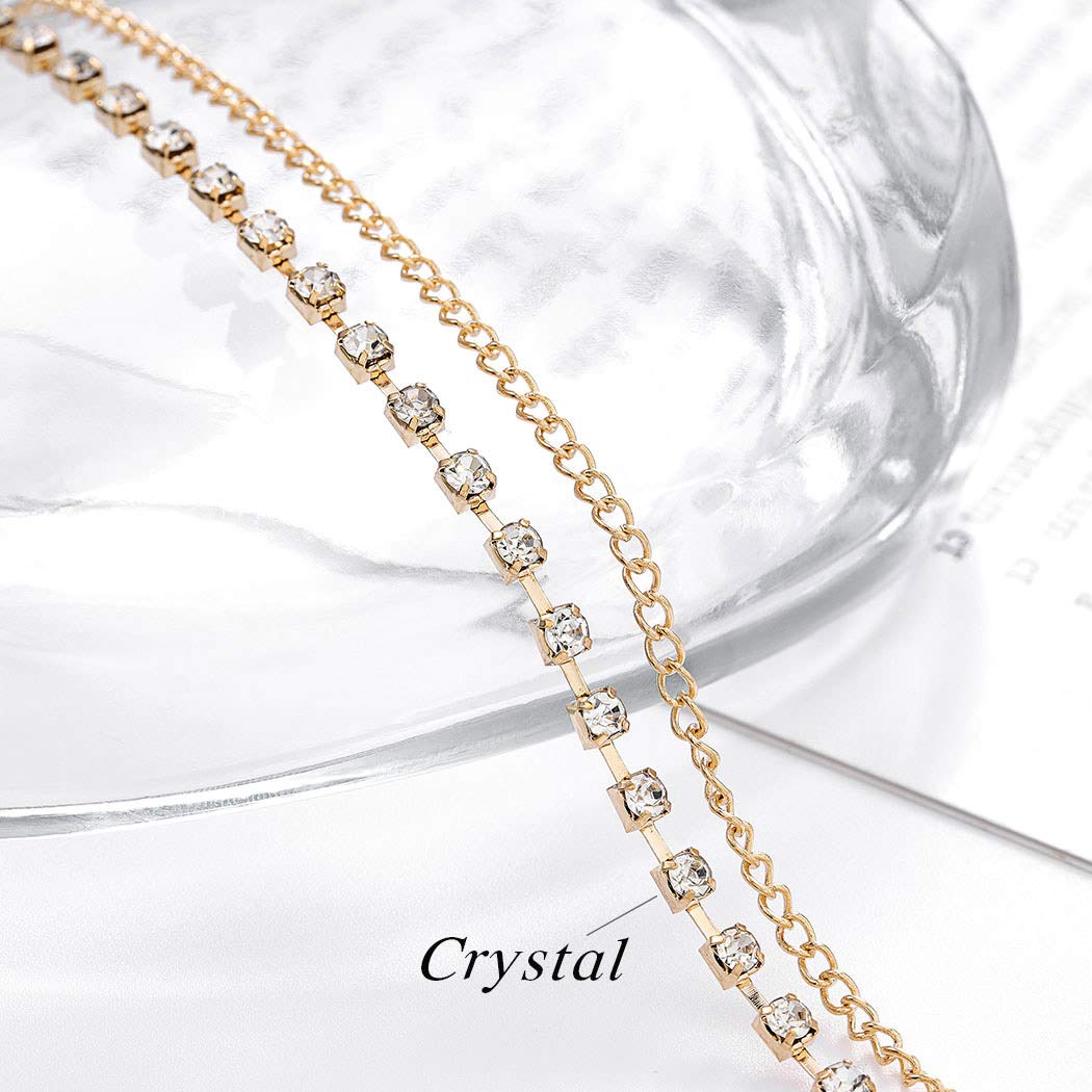 Boho Layered Gold Crystal Headpiece for Women - Elegant Wedding & Festival Head Chain Jewelry - Perfect for Bridal Accessories, Music Festivals, and Boho-Themed Parties