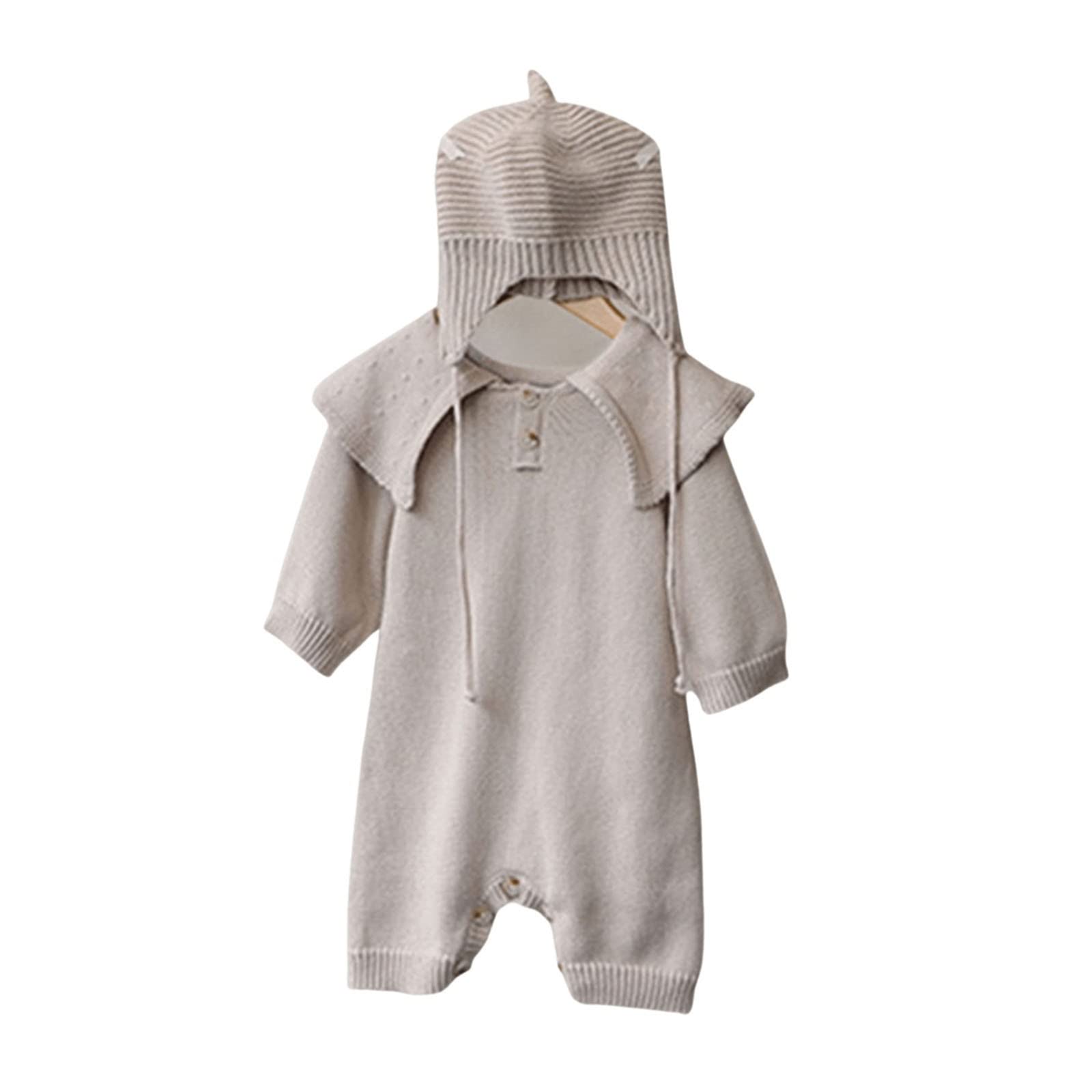 Newborn Baby Romper Set - Soft Cotton Long Sleeve Jumpsuit with Hat for Boys & Girls (3-6 Months) | Perfect for Autumn Outfits, Photo Shoots & Daily Wear