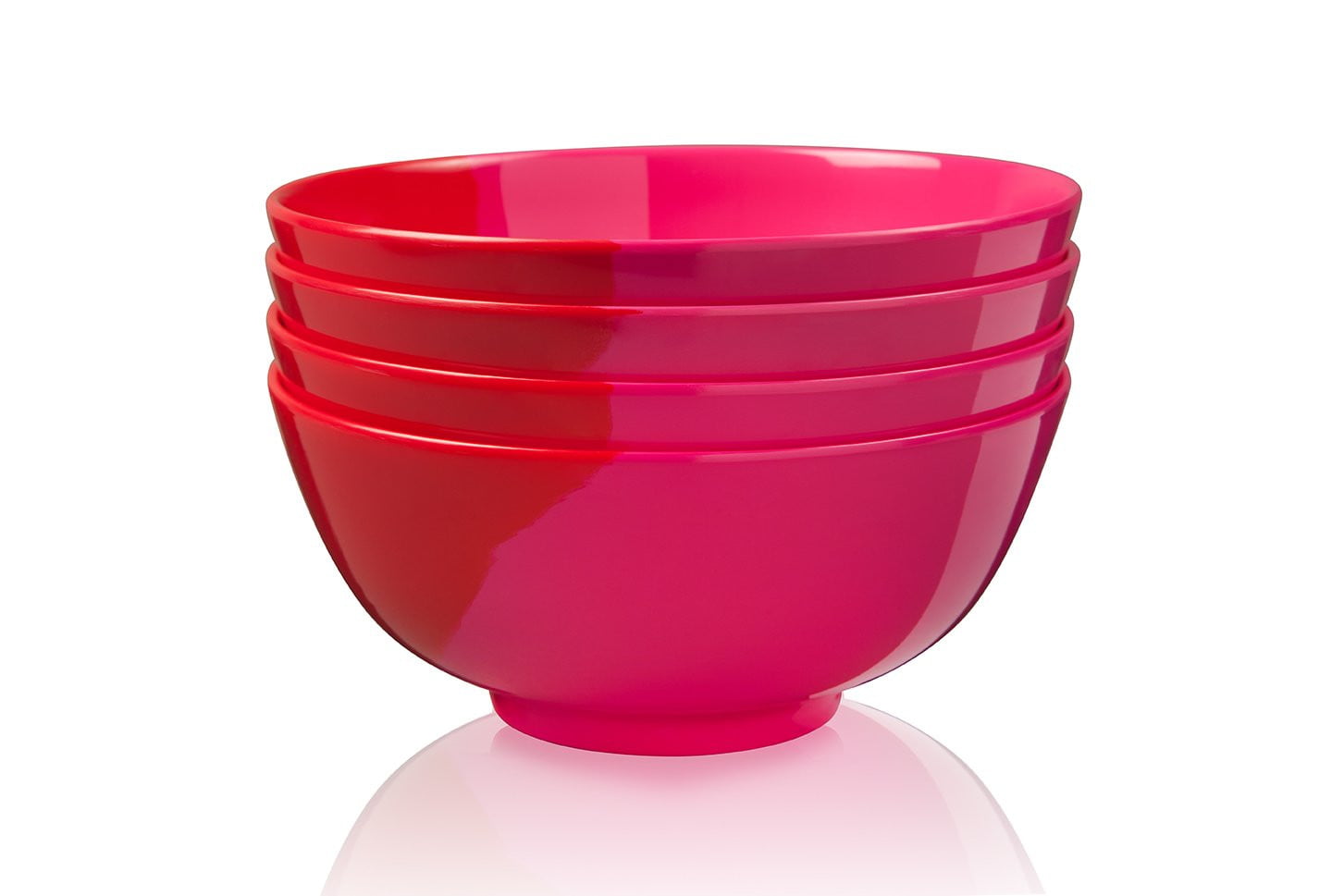 1/2 & 1/2 Melamine Bowl Set of 4 - Fuchsia & Red Durable Dishware - Exclusive Thomas Fuchs Design - Perfect for Salads, Snacks & Outdoor Dining