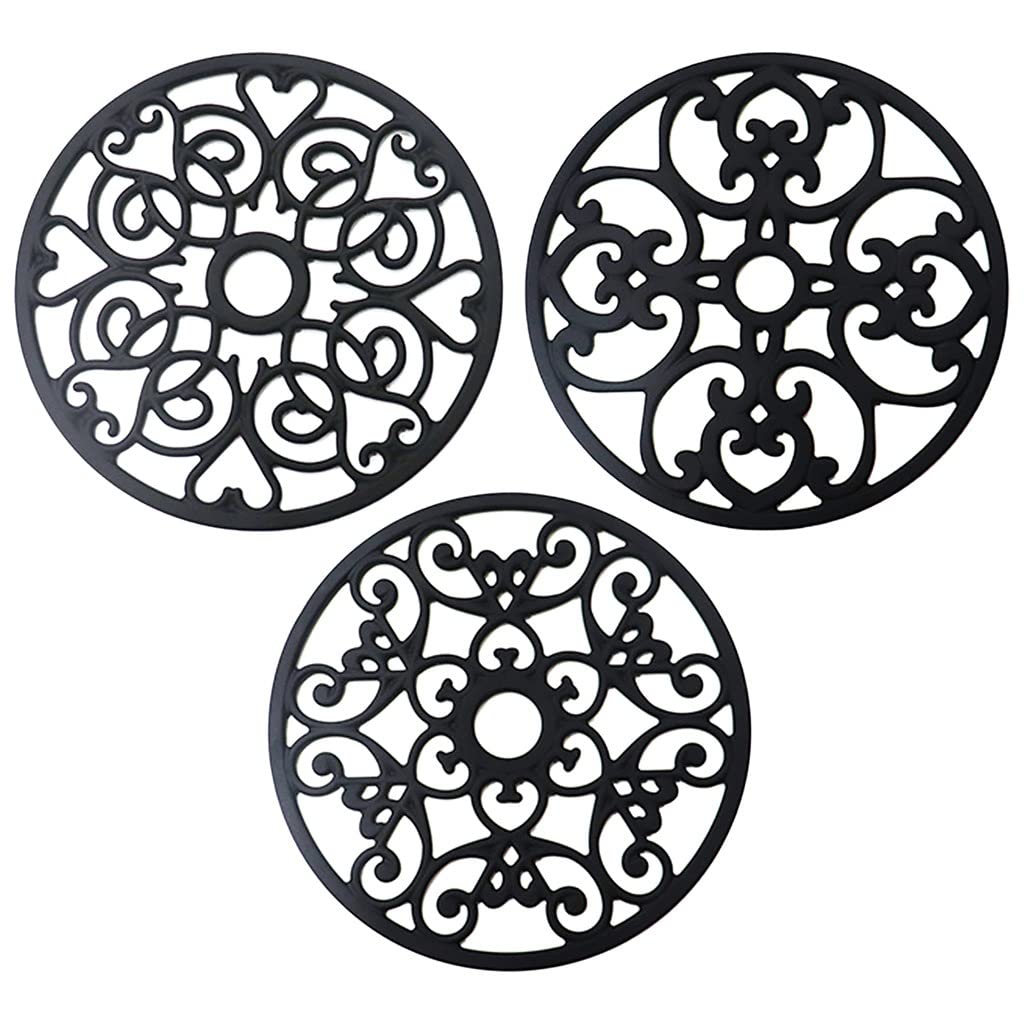3-Pack Non-Slip Silicone Placemats - Heat Resistant Pot Holders & Hot Pads for Kitchen, Dining Table, Countertop Protection (Multipurpose for Dishes, Bowls & Cookware) - Perfect for Cooking, Serving & Home Decor