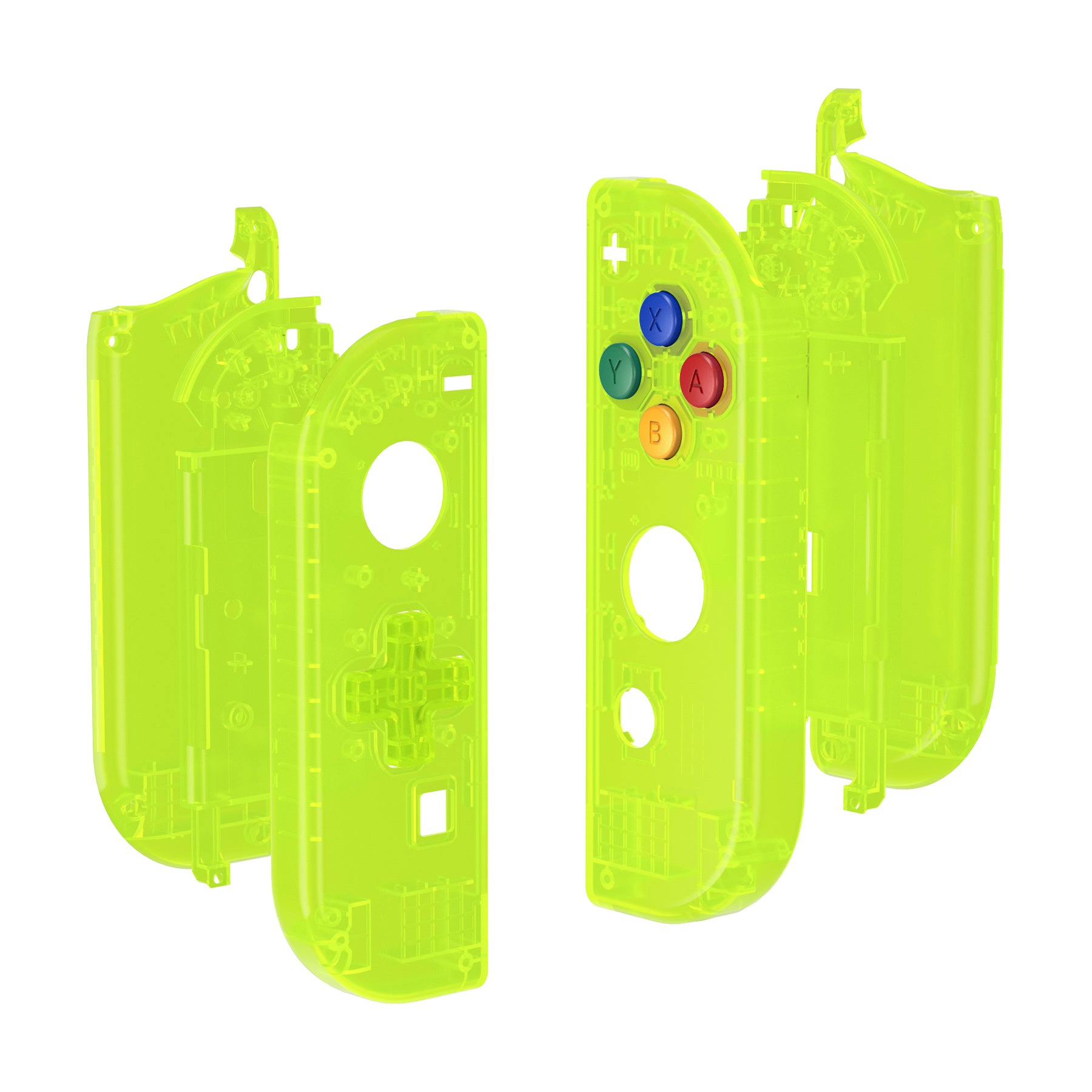 eXtremeRate Clear Lime Green Joycon Controller Housing with D-Pad & Full Button Set - DIY Replacement Shell for Nintendo Switch JoyCon & OLED JoyCon (Console Not Included) - Perfect for Gaming, Customization & Repair
