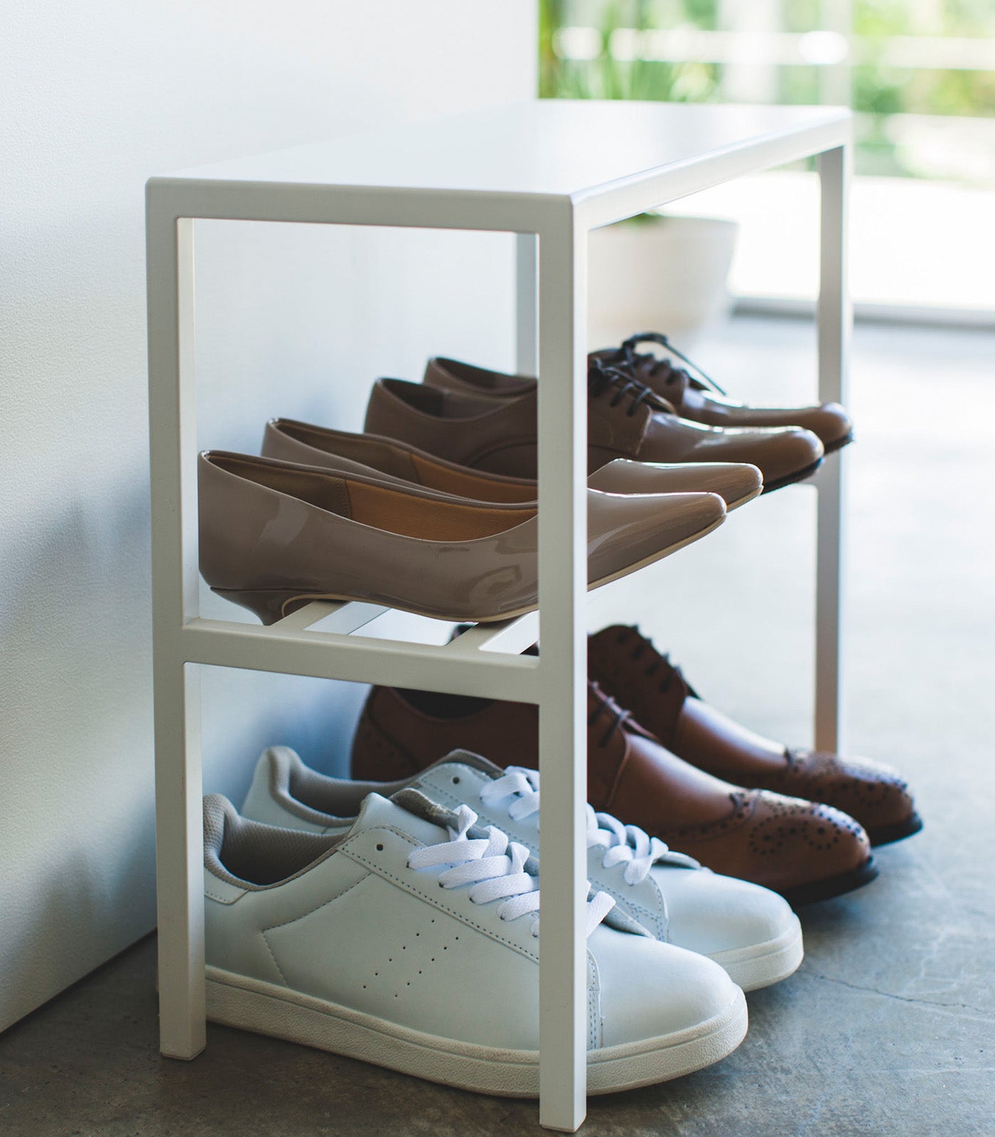 16 Hooks Steel Shoe Organizer - Space Saving Closet Storage for Sneakers, Boots & Heels - Perfect for Bedroom, Entryway & Mudroom Organization
