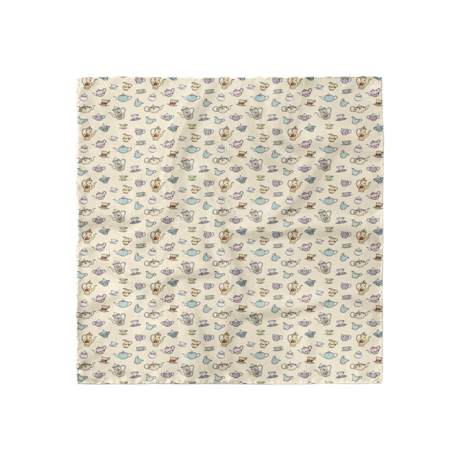 Ambesonne Tea Party Headscarf - Vintage Floral Tea Cup Design Hijab Scarf for Women | Perfect for Afternoon Tea, Bridal Showers & Boho Fashion