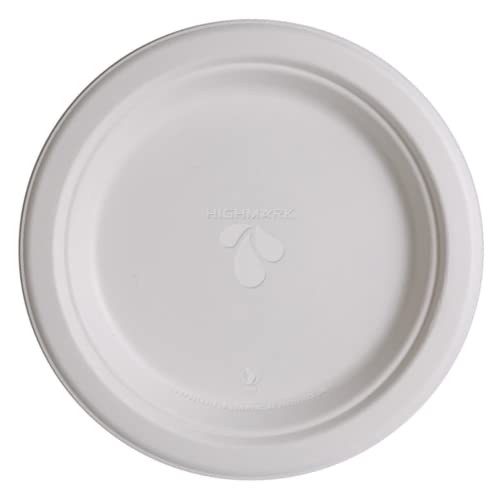 Highmark™ 9-Inch Compostable Plates - Eco-Friendly Disposable Dinner Plates, Pack of 500, White - Perfect for Parties, Picnics & Sustainable Events