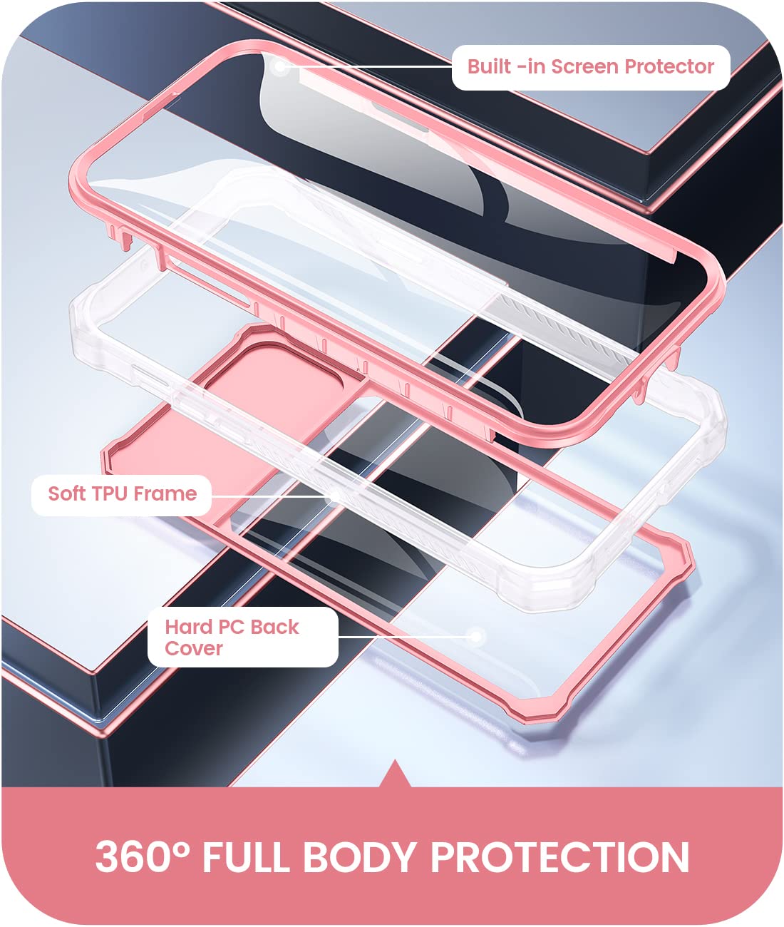 Shockproof iPhone 13 Pro Max/12 Pro Max Case with Slide Camera Cover & Built-in Screen Protector - Heavy Duty Protective Phone Cover for 6.7