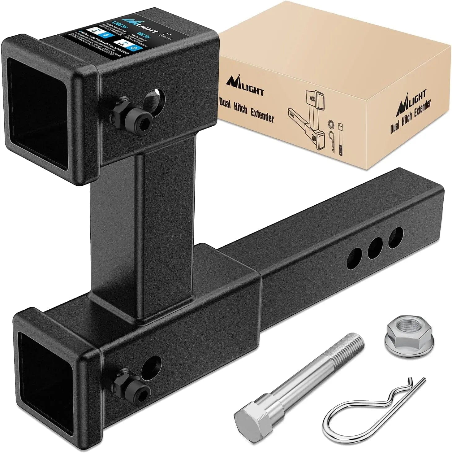 2 Inch Dual Receiver Hitch Extender - Heavy Duty Trailer Hitch Extension for Trucks & SUVs - Perfect for Towing, Hauling & Off-Road Adventures