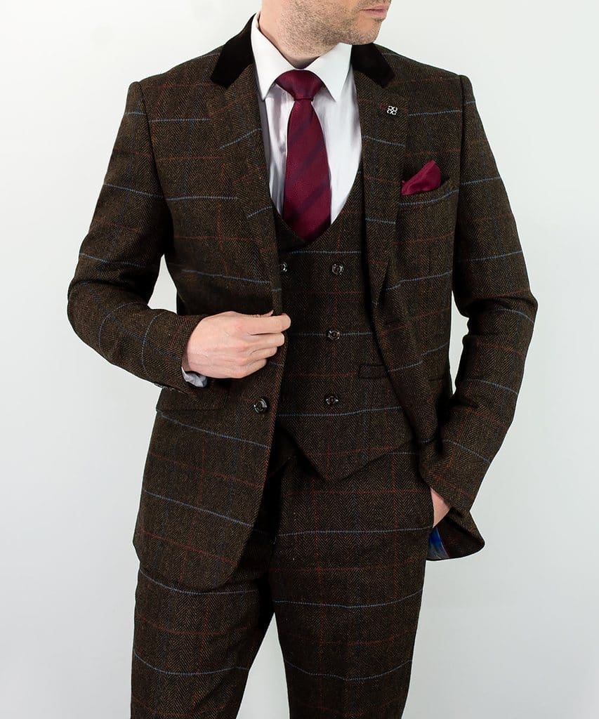 Cavani Tommy Brown Men's 3 Piece Suit | Premium Slim Fit Business Suit for Weddings, Interviews & Formal Events