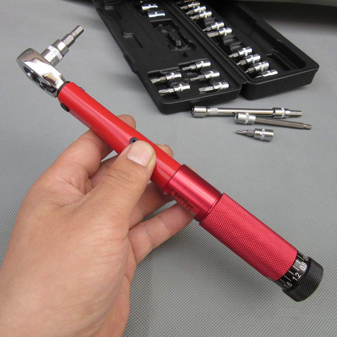 HIOD 1/4 Inch Drive Torque Wrench Set (2-24 Nm) - Professional Bike Tool Kit with Allen & Torx Sockets for Road & Mountain Bicycle Maintenance | Perfect for DIY Repairs, Tune-ups & Component Installation