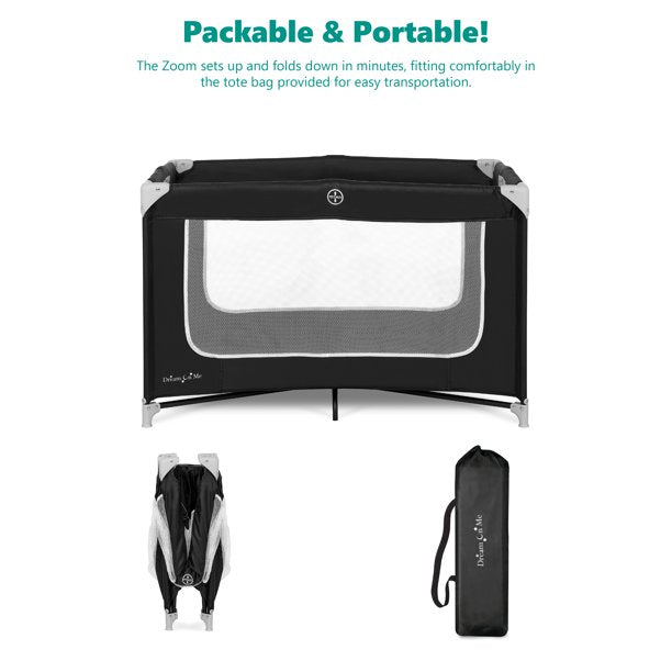 Zodiac Portable Playard - Lightweight & Foldable Baby Playpen with Travel Bag, Black | Perfect for Travel, Home, and Outdoor Use