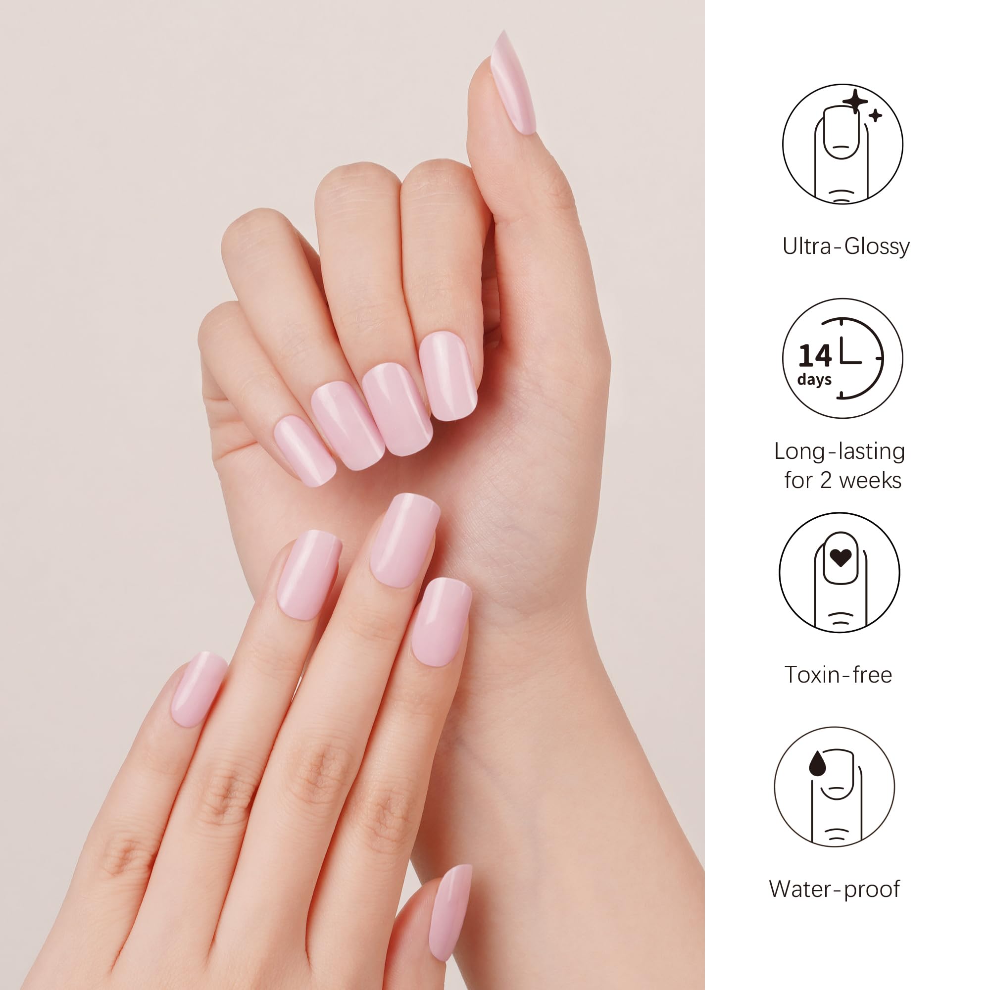 DANNI & TONI Semi Cured Gel Nail Strips - Sweet Pink Solid Color Nail Wraps Kit with 28 Stickers | DIY Salon-Quality Manicure at Home | Perfect for Parties, Weddings & Everyday Wear