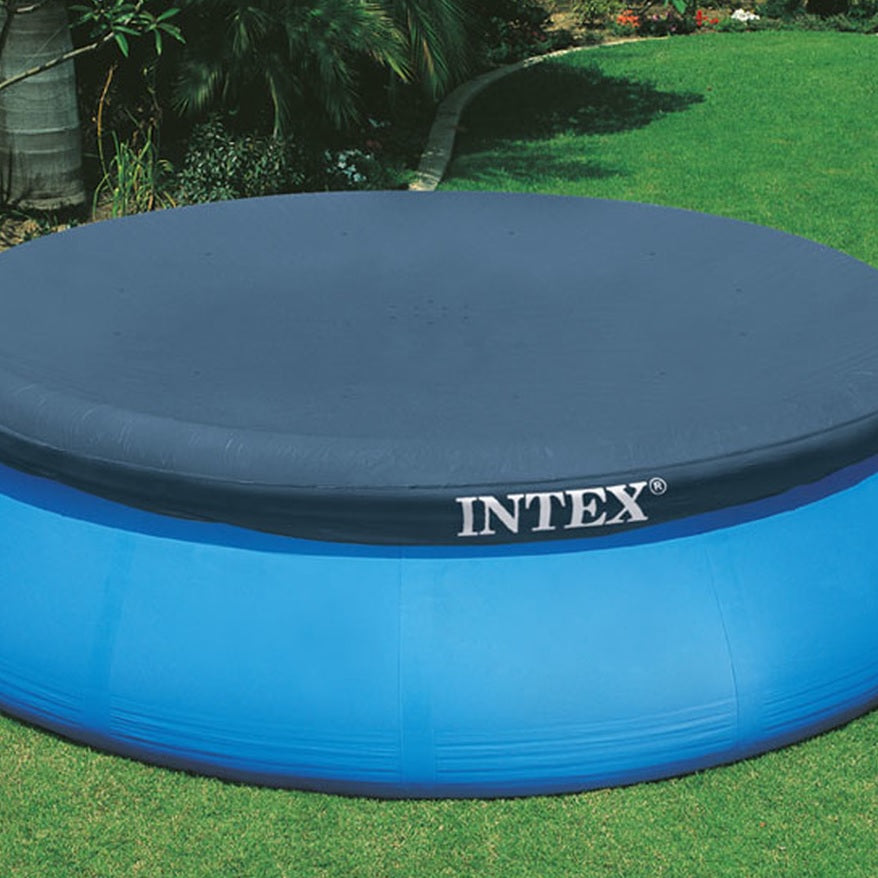 Intex 12' x 12' Easy Set Inflatable Pool Cover - Heavy Duty UV Protection for Above Ground Swimming Pools | Perfect for Summer, Backyard, and Family Fun