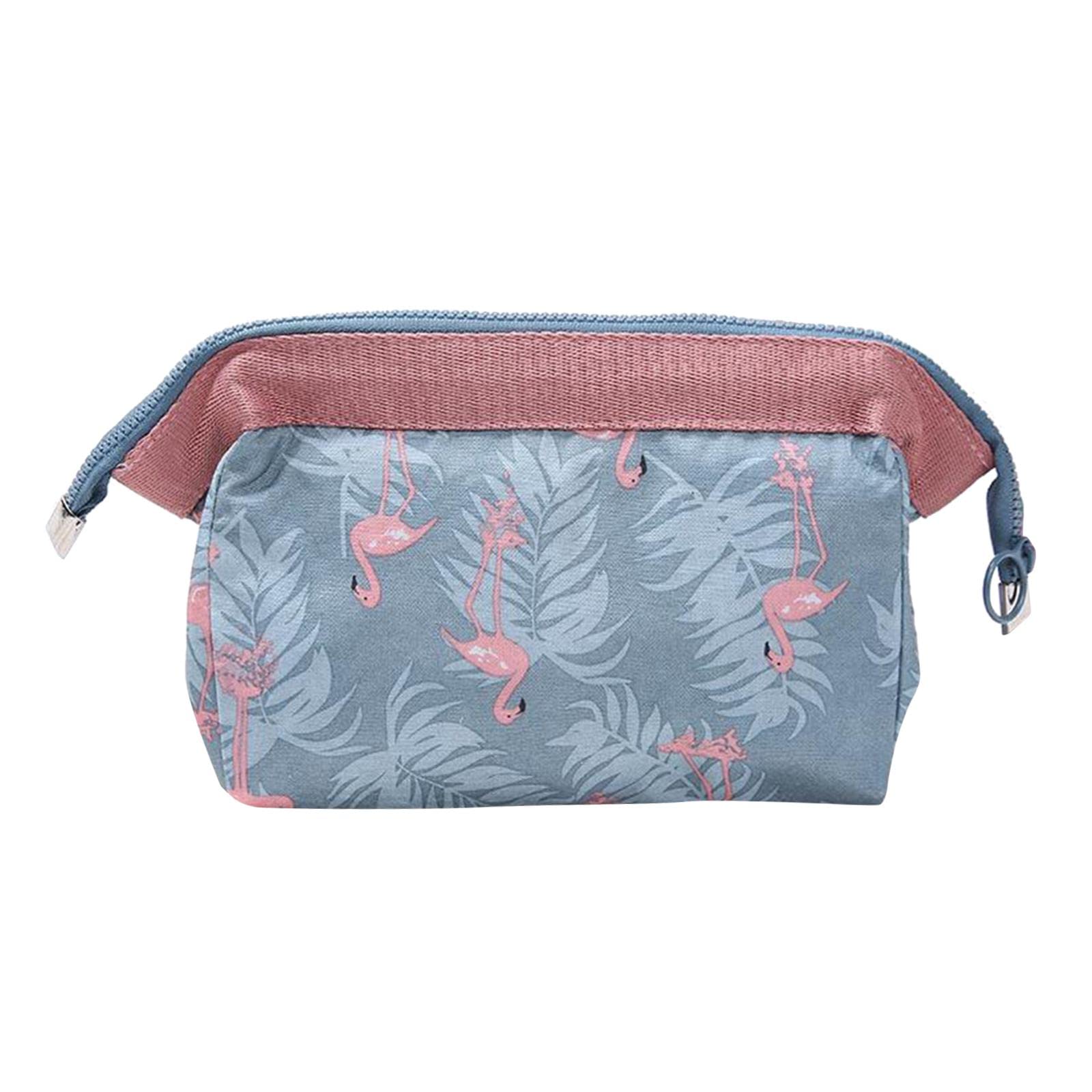 LOSA Women's Small Printed Makeup Bag - Funny Cute Cosmetic Pouch with Flamingo Design, Washable Toiletry Organizer for Travel, Gym & Daily Essentials Storage