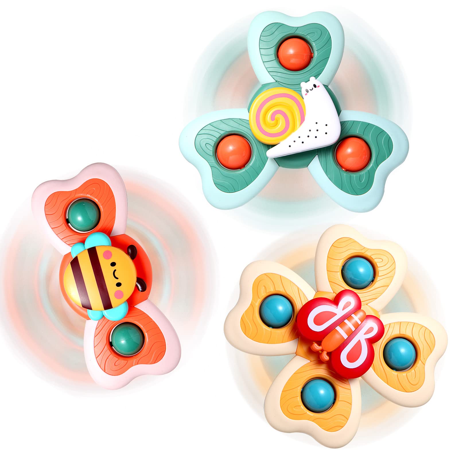 3-Piece Baby Suction Cup Toys Set - Spinning & Suction Toys for Toddlers 1-3 Years - High Chair & Tabletop Sensory Play - Perfect Gift for Infant Boys & Girls