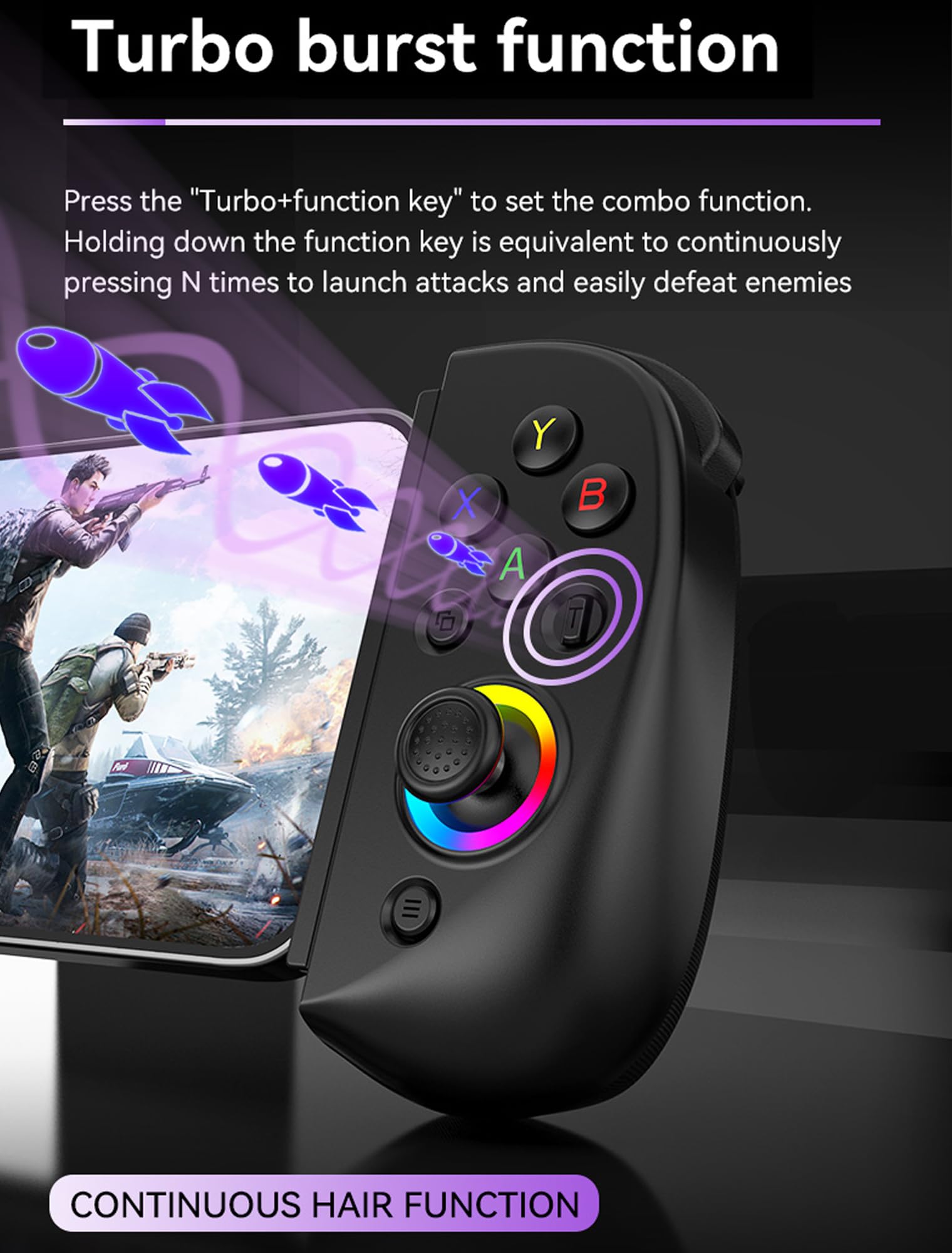 Wireless Controller for iPad/iPhone/Android/PC/Switch - RGB Gamepad for Cloud Gaming & Streaming