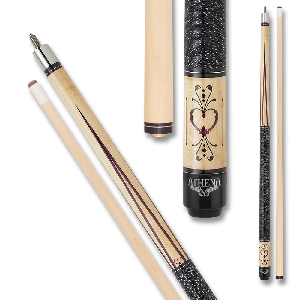 Athena ATH13 Heart Pin Stripe Pool Cue Stick - Professional Billiard Cue for Precision Shots | Perfect for Home Game Rooms, Bars & Pool Halls