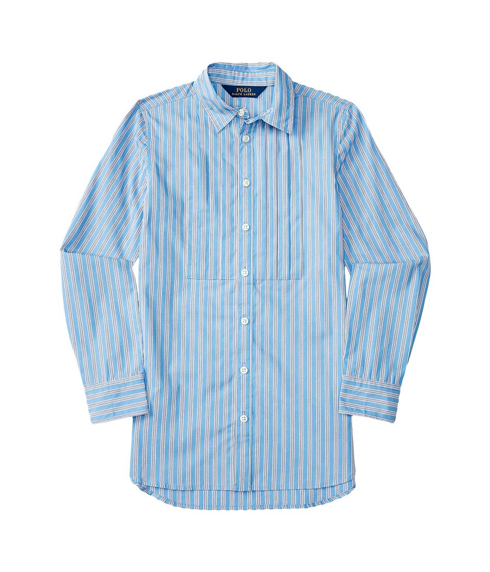 Polo Ralph Lauren Kids Girls' Yarn-Dyed Cotton Poplin Striped Tunic Dress - Blue & White (Size 12) | Casual Summer Outfit for Big Kids