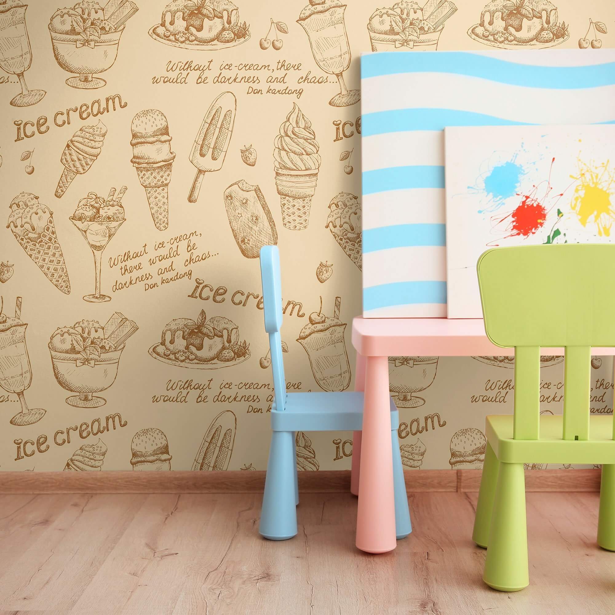 Brown Food Themed Peel and Stick Removable Wallpaper - Self-Adhesive Decorative Wall Covering for Kitchen, Dining Room & Home Decor - Easy to Install & Remove