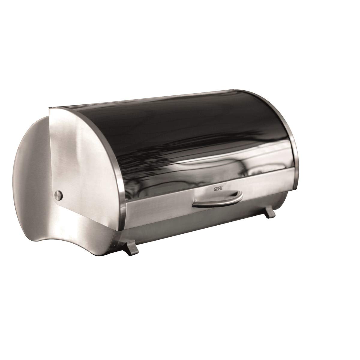 GEFU Rondo Bread Box with Lid - Stainless Steel & Safety Glass Bread Storage Container for Kitchen Countertop - Keep Bread Fresh & Organized (Model 33600) | Perfect for Home, Bakery, or Restaurant Use
