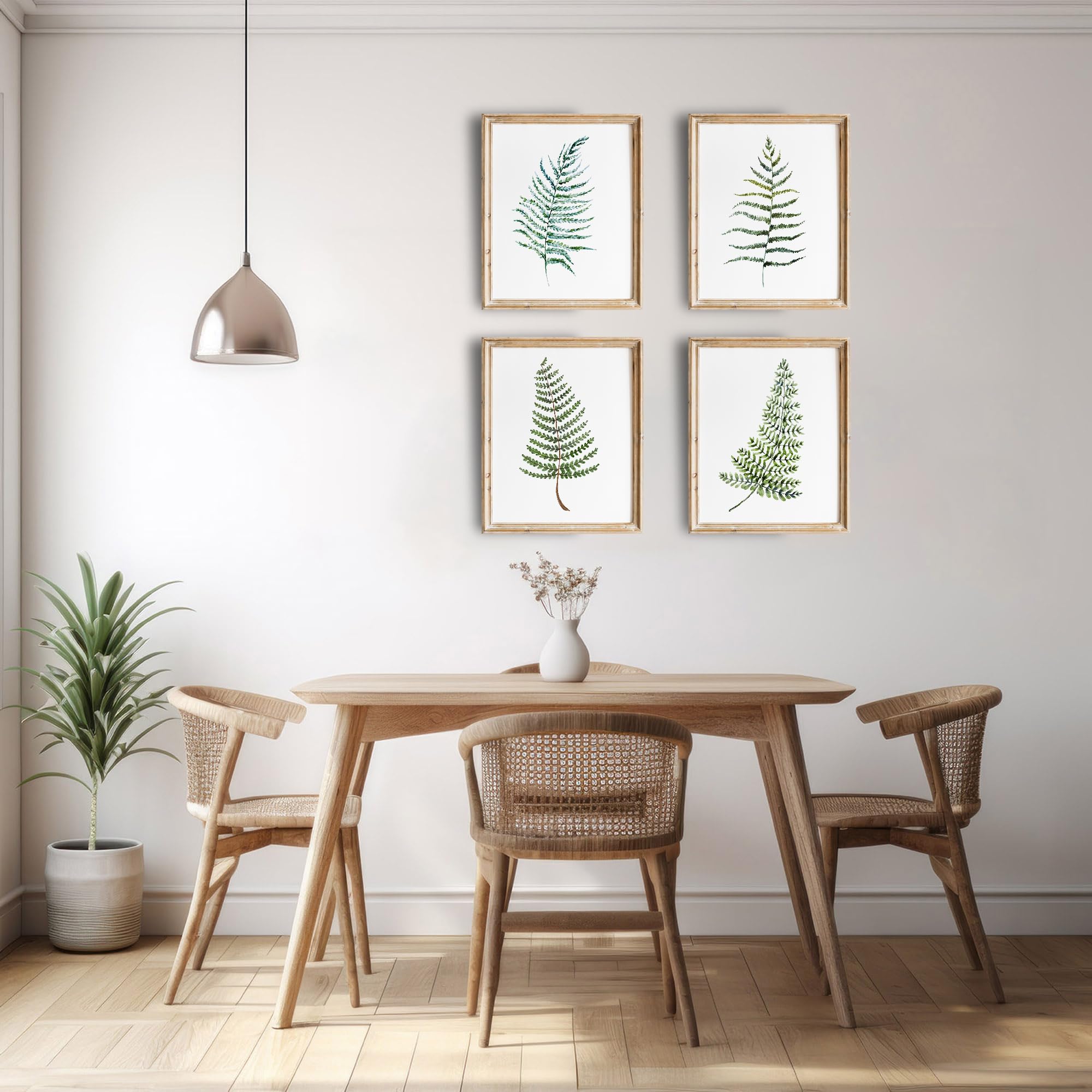 Fern Wall Art Set of 4 - 8x10 Inch Unframed Botanical Prints - Nature Inspired Kitchen Decor for Home & Office - Perfect for Living Room, Bedroom or Dining Area Wall Decoration