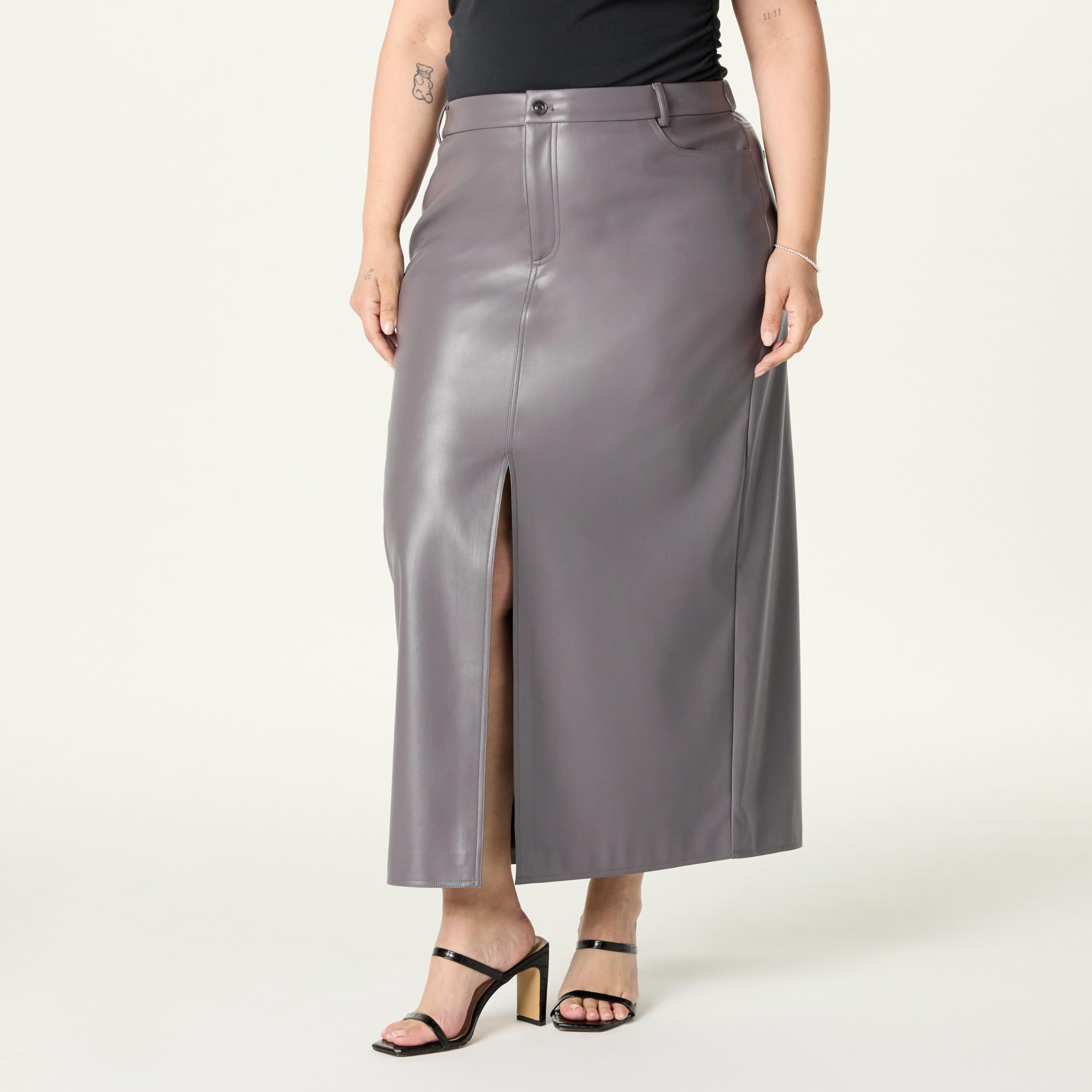 The Drop Women's Larissa Vegan Leather Maxi Skirt - Stylish & Sustainable Long Vegan Leather Skirt for Women | Perfect for Office, Date Night & Fall Fashion