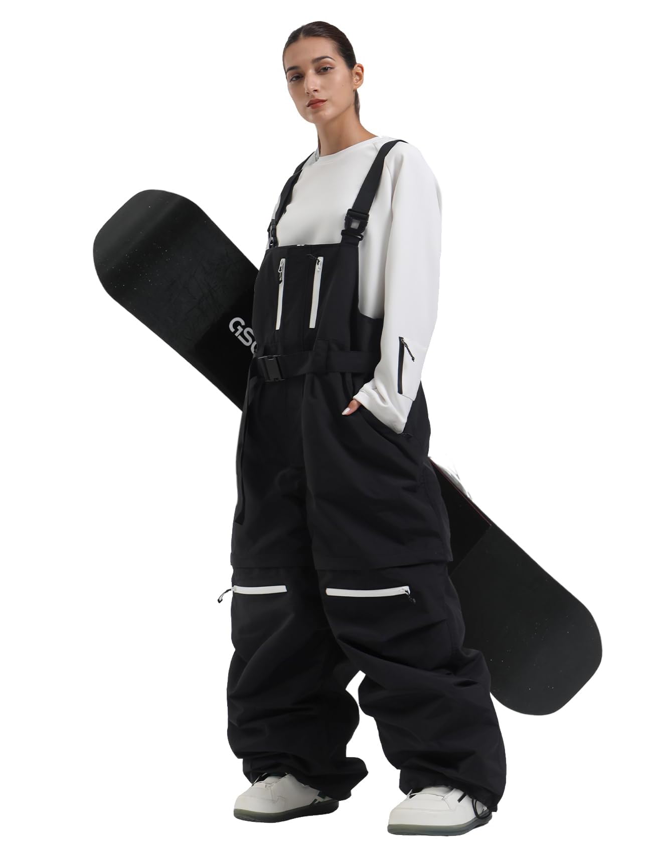 GSOU SNOW Women's Waterproof Insulated Ski Pants - Winter Snowboard Bib Overalls with Windproof & Warm Technology for Skiing, Snowboarding & Outdoor Activities