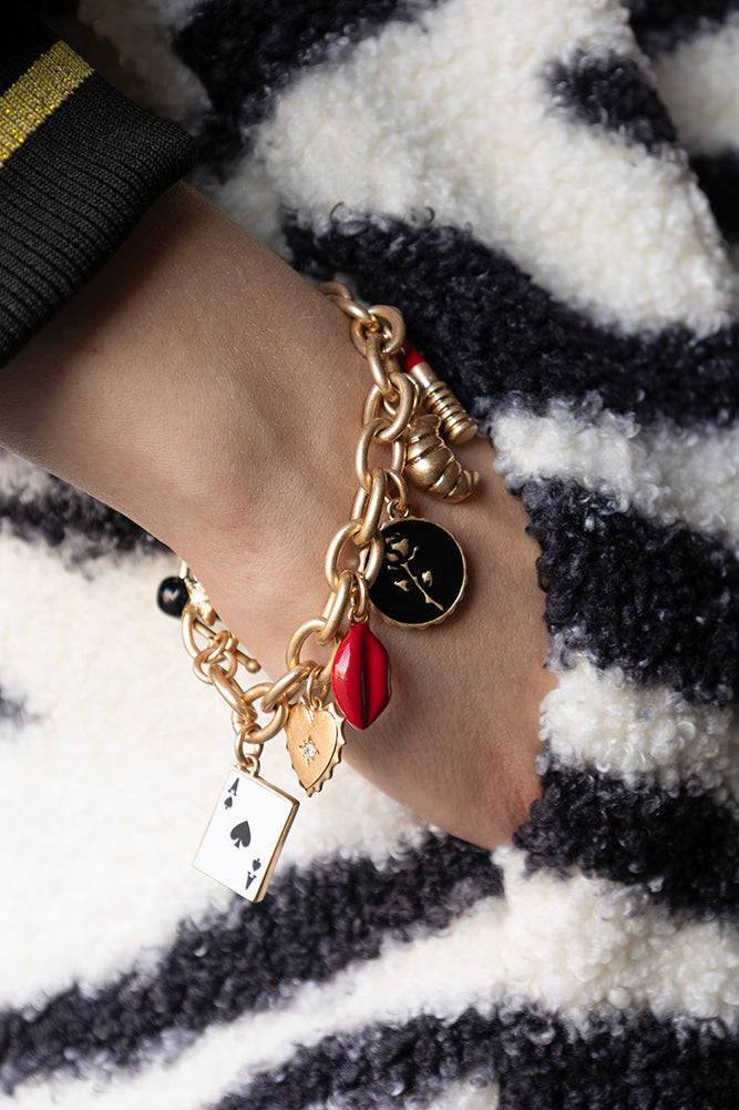 Chunky Gold Chain Charm Bracelet for Women - Trendy Layered Statement Jewelry for Casual & Party Outfits