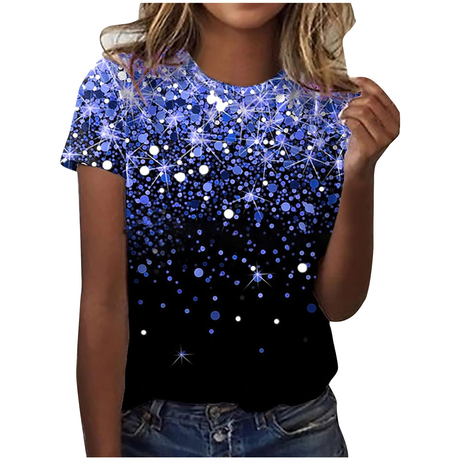 Plus Size Summer Women's Tops - Fashion O-Neck Printed Short Sleeve T-Shirt & Casual Loose Blouse | Perfect for Beach Outings, Vacation Wear & Everyday Comfort