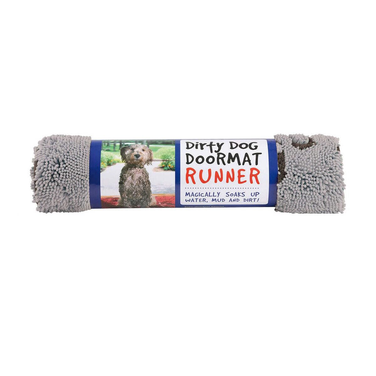 Dog Gone Smart Dirty Dog Doormat - Super Absorbent Fast Drying Rug with Non-Slip Backing for Muddy Paws | Machine Washable Pet Entry Mat for Clean Floors (Grey) - Perfect for Front Door, Backyard & Pet Areas