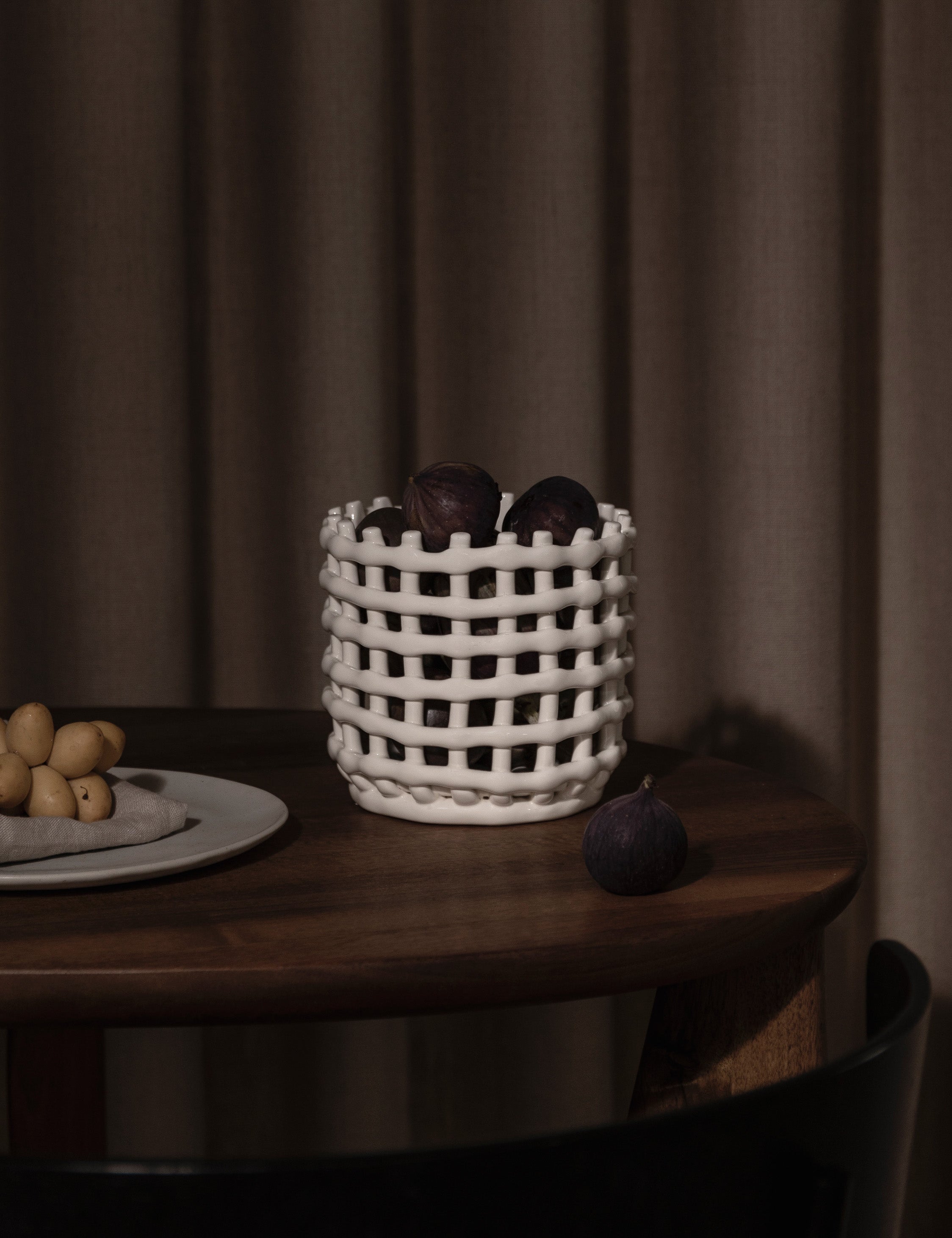 Ferm Living Ceramic Basket - Handmade Decorative Storage for Home & Office | Perfect for Organizing Fruits, Keys, and Small Items