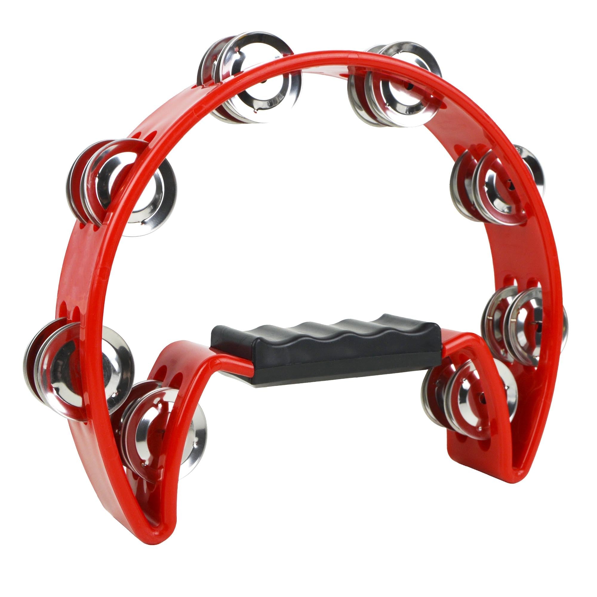 A-Star Half Moon Tambourine - Red Musical Instrument for Kids & Adults - Perfect for Classroom, Church, Music Therapy & Performances
