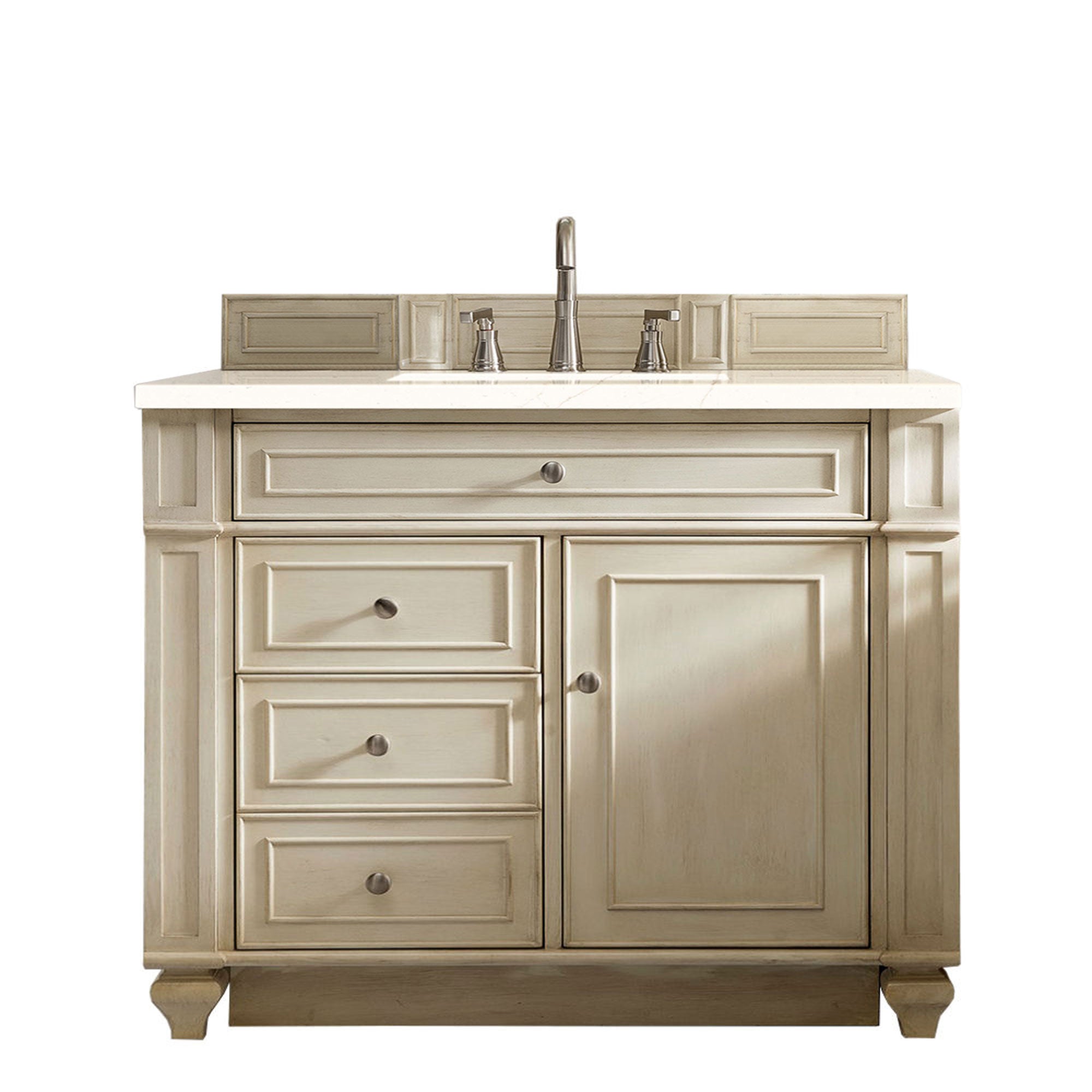 Bristol 36 Inch Single Bathroom Vanity with 3CM Eternal Marfil Quartz Top in Vintage Vanilla - Perfect for Modern Farmhouse, Coastal, or Traditional Bathroom Designs