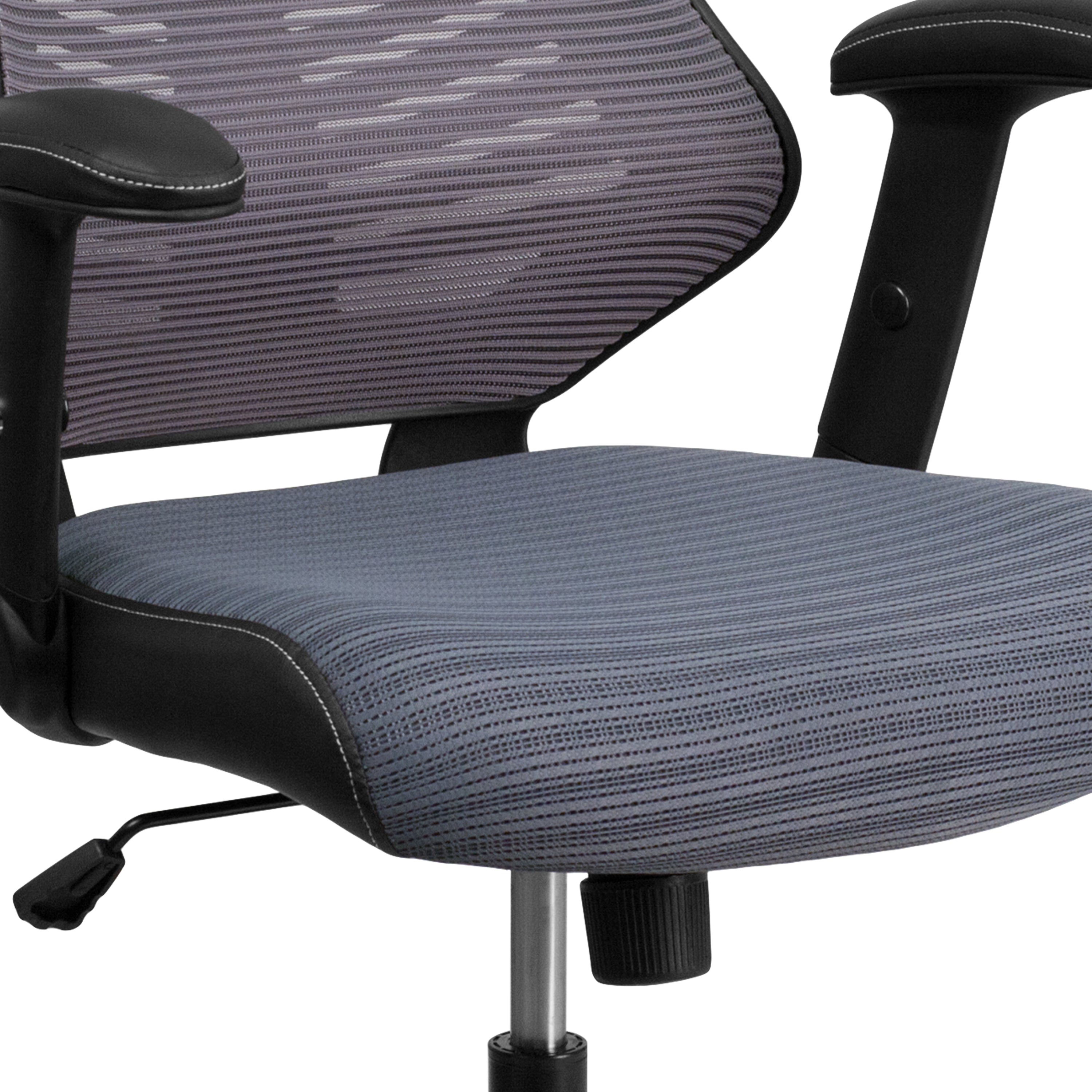 Ergonomic High Back Executive Office Chair with Adjustable Arms - Gray Mesh Swivel Chair for Home & Office Workspace - Perfect for Long Hours of Comfortable Sitting