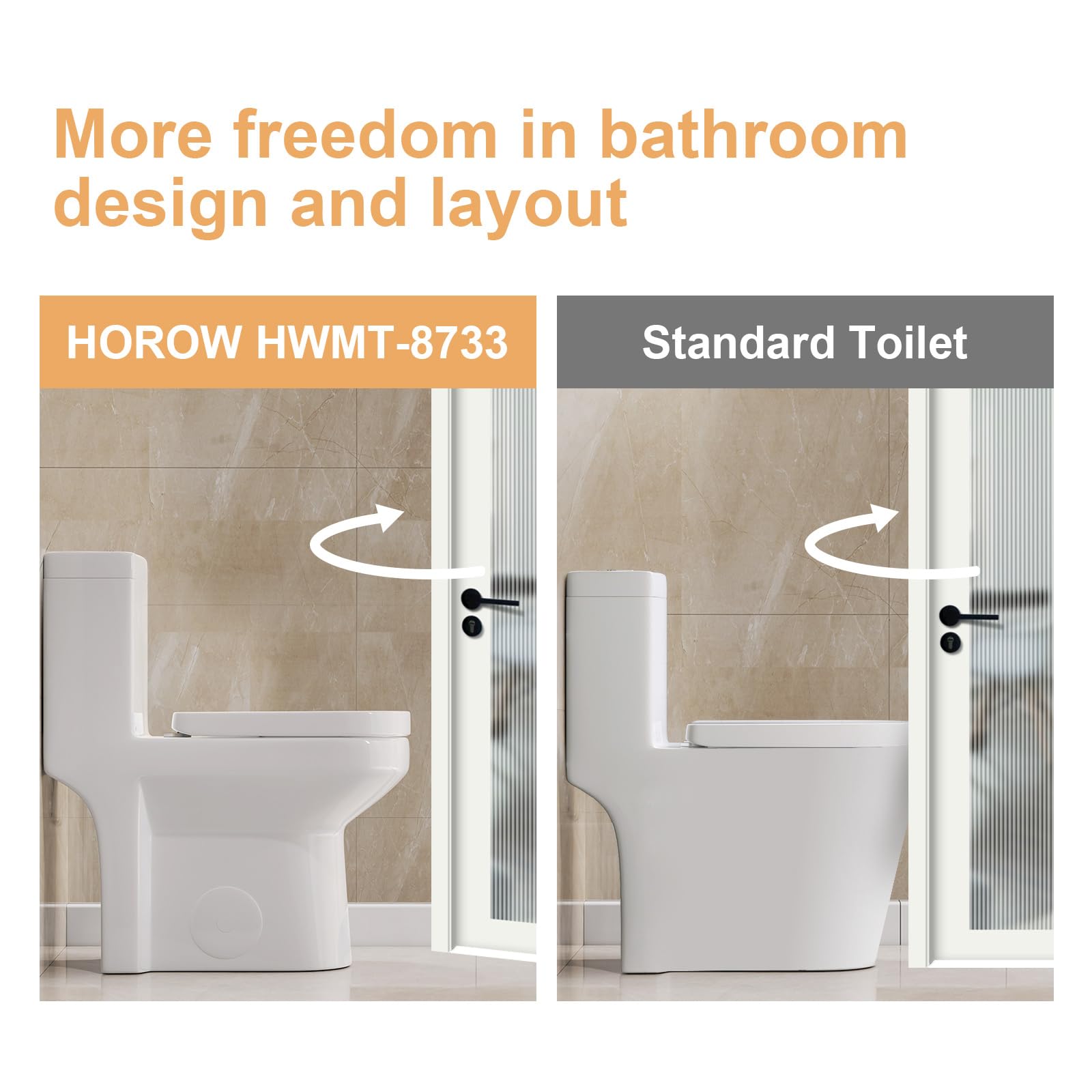 HOROW HWMT-8733 Compact One-Piece Toilet with Dual Flush - 12