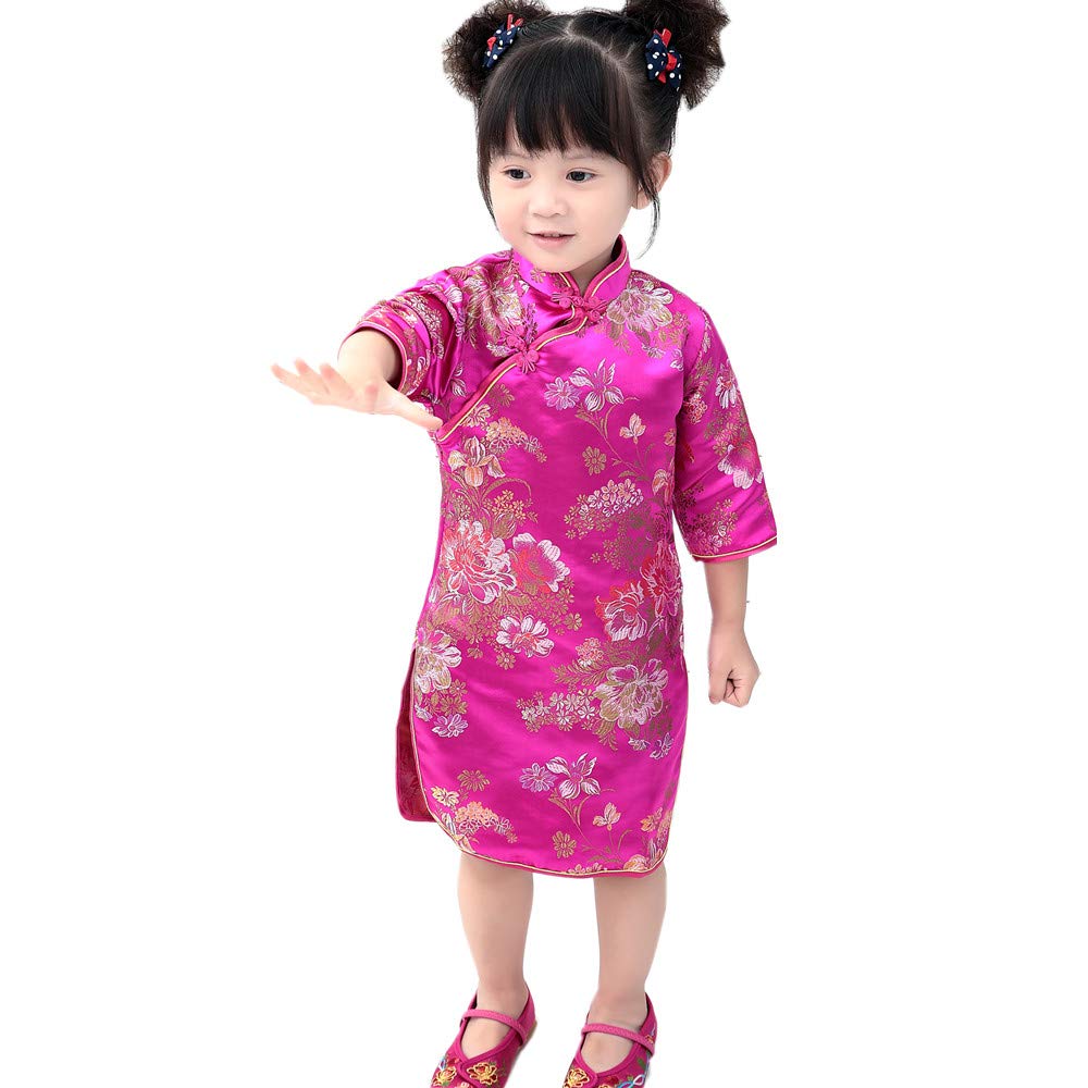 Elegant Peony Rose Qipao Cheongsam Dress for Women - Half Sleeve Chinese Traditional Wedding Dress & Birthday Party Costume | Perfect for Bridal Shower, Tea Ceremony, and Cultural Events