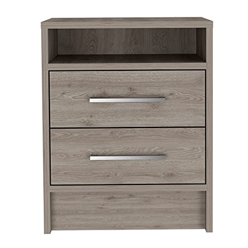 TUHOME Eter Nightstand - Modern Gray Engineered Wood Bedside Table with Storage Shelf | Perfect for Small Spaces, Bedrooms & Guest Rooms