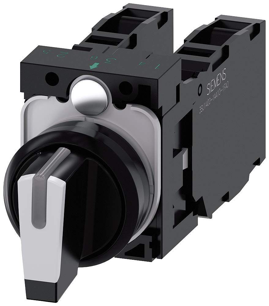 Siemens 3SU11002BL601LA0 Illuminated Selector Switch - 22mm Plastic White 3-Position (I-O-II) Maintained with 2x1NO+1NC Screw Terminal - Perfect for Industrial Control Panels & Machinery Automation