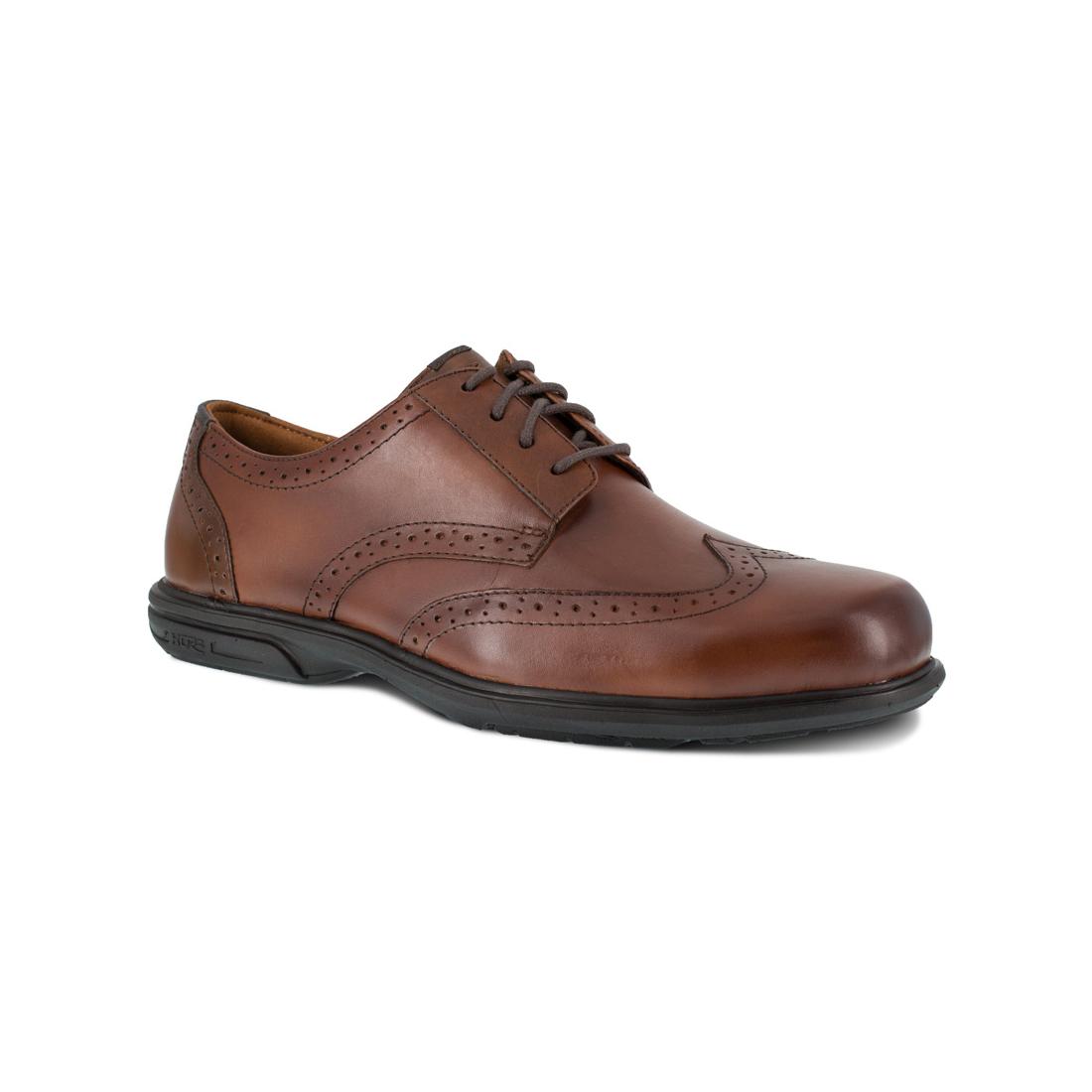 Loedin Steel Toe Work Boots for Men - Brown Leather Lace Up Oxford Safety Shoes for Construction, Warehouse & Industrial Work