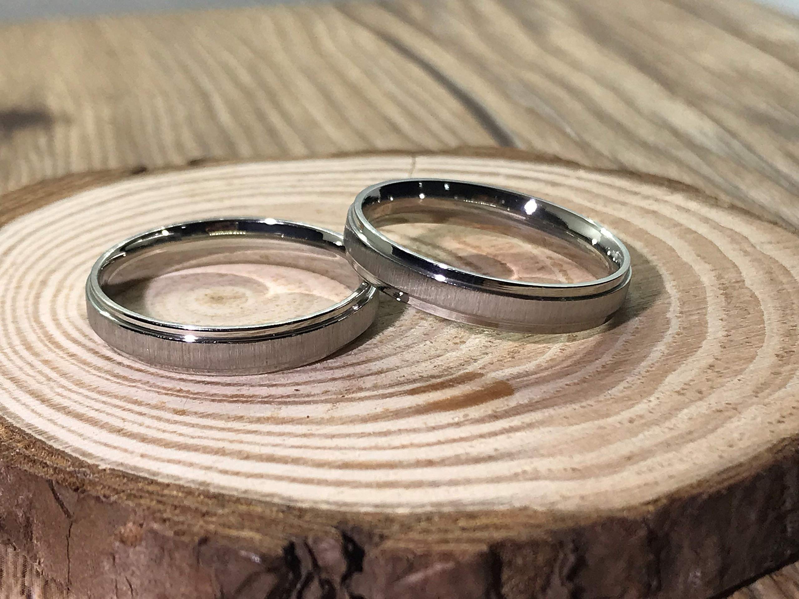 Handmade Matte Titanium Couple Rings Set for Women & Men - Matching Anniversary Wedding Bands - Perfect for Valentine's Day, Engagement, and Romantic Gifts