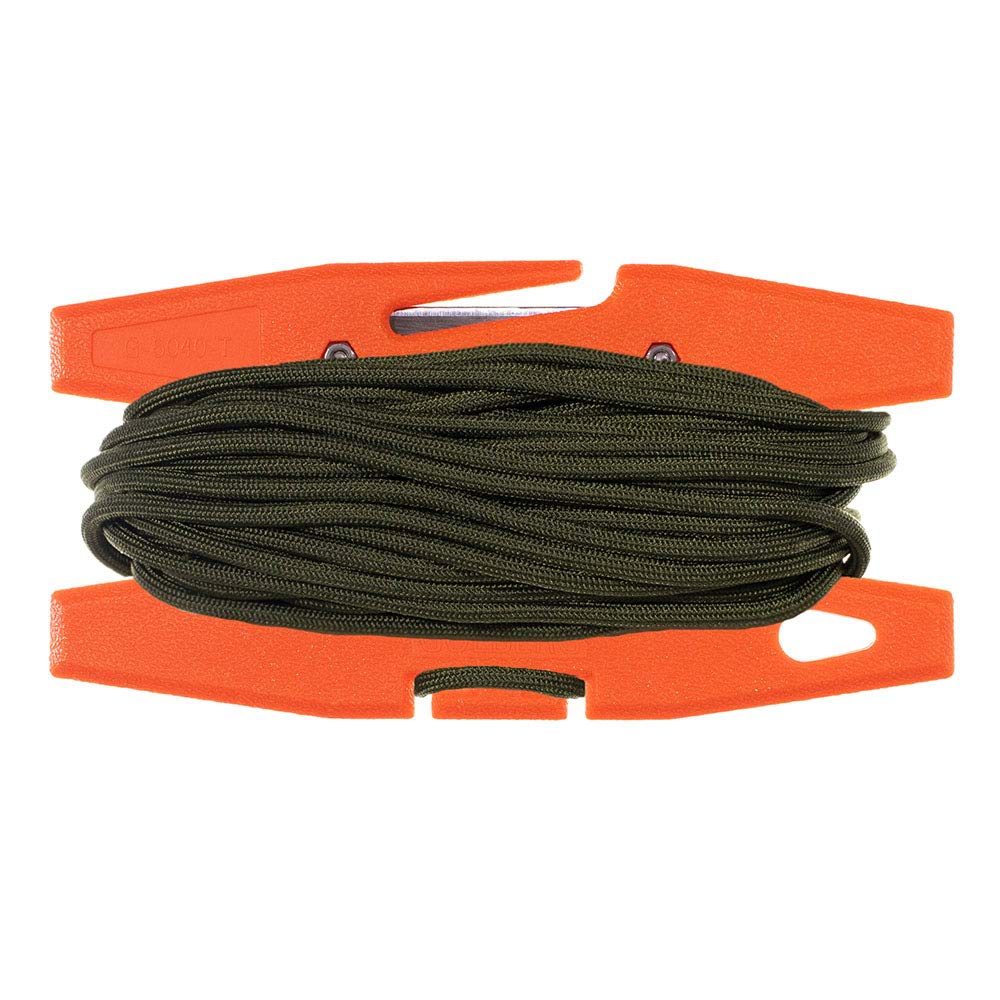 Premium 750 Mil-Spec Paracord with Spool Winder - 50Ft Heavy Duty Survival Rope - Made in USA (Camo Green & Orange) - Perfect for Camping, Hiking, Emergency Kits & Outdoor Adventures