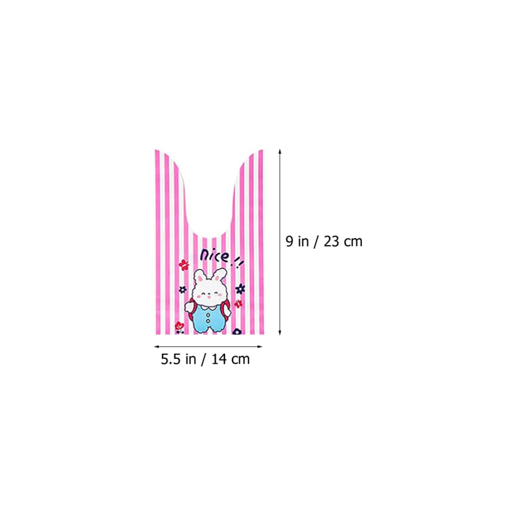 NUOBESTY 50Pcs Cartoon Candy Bags - Small Plastic Treat Bags for Birthday Party Favors, Kids Candy Packaging, Rabbit Ear Design for Cake, Bread & Snacks - Perfect for School Events, Baby Showers & Halloween Treats