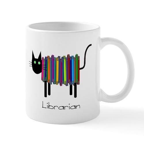 White - Librarian Book Cat Mug